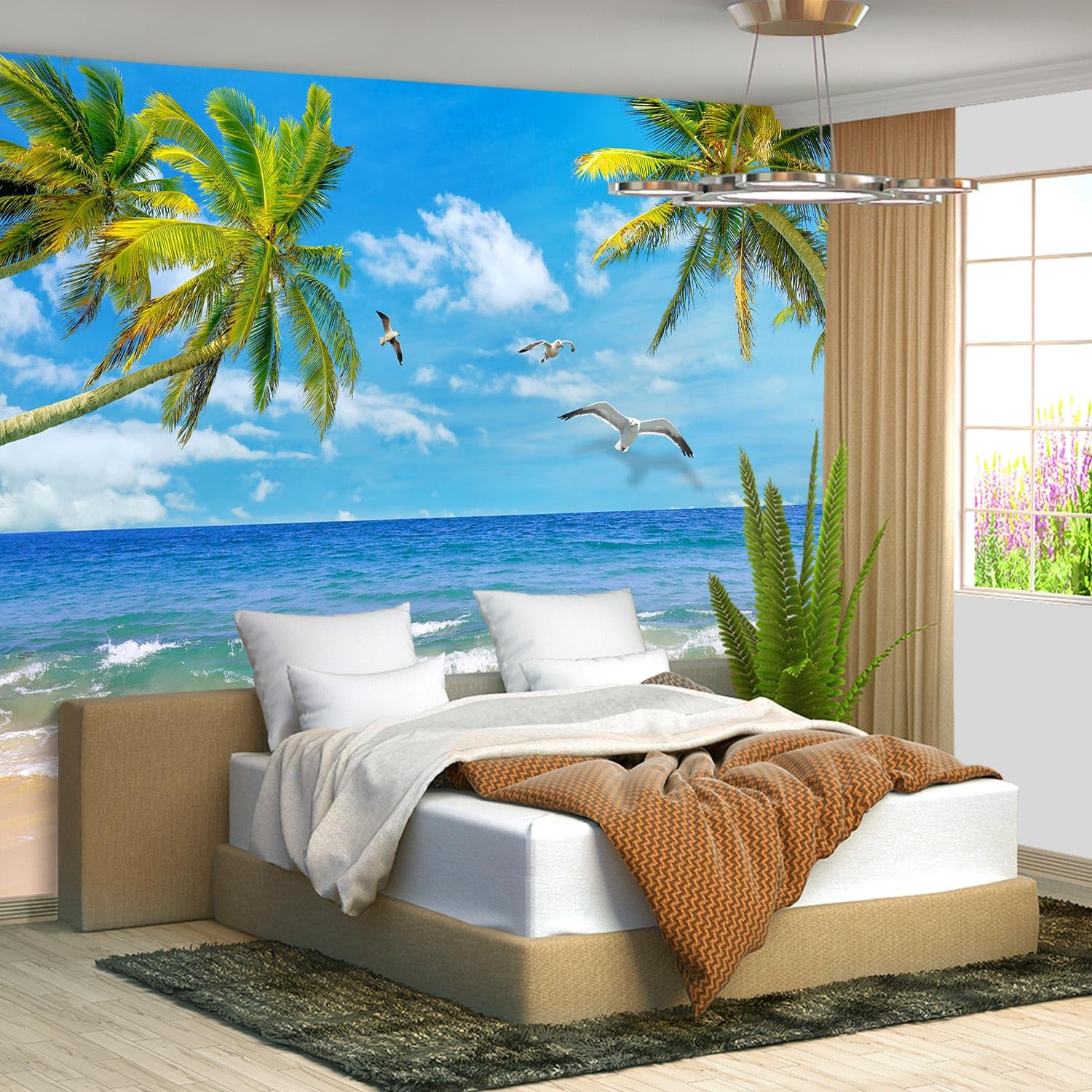 Brooklyn Bridge City View Mural Living Room couches Extra Large wall murals new york Cities Wallpaper Bedroom California Picture Landscape - 108"x75"（It's not Peel and Stick.）