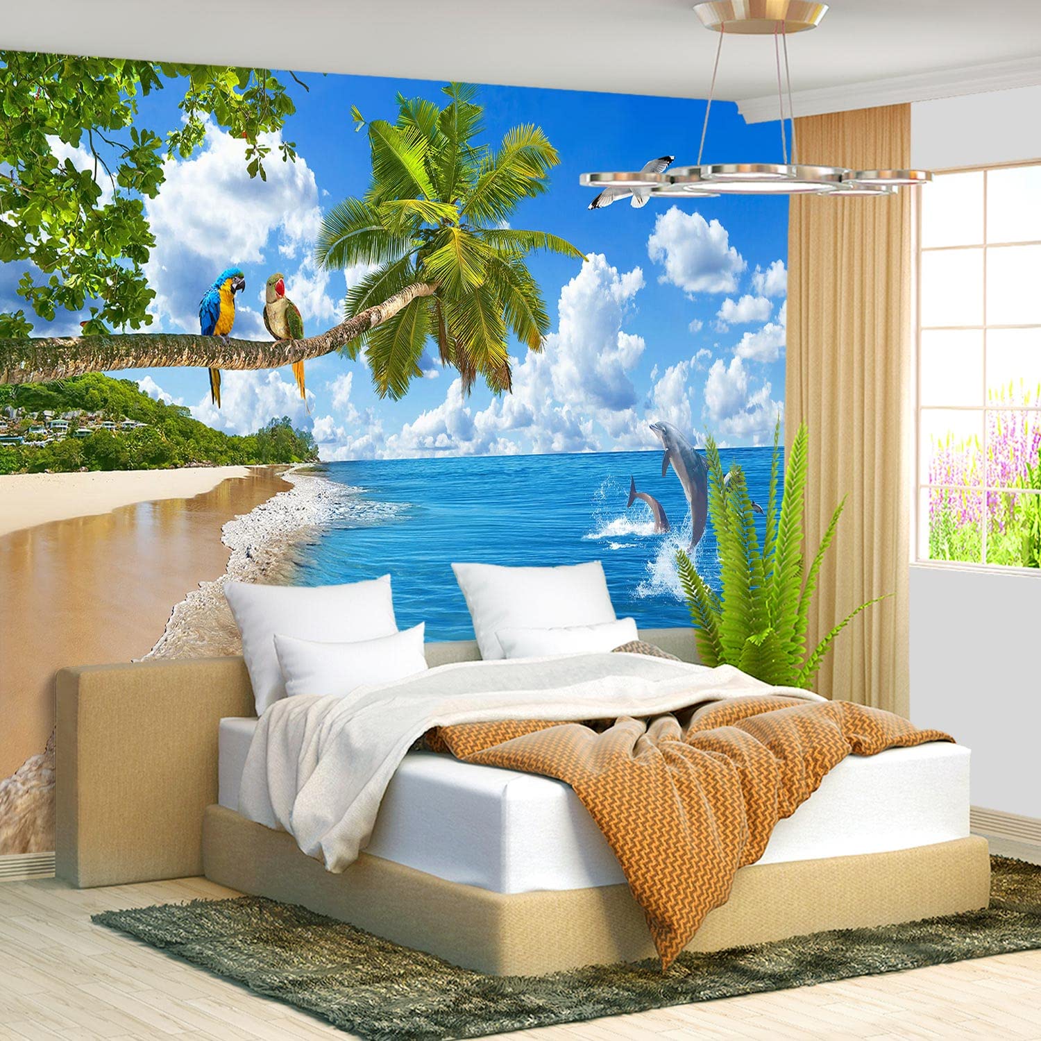 Brooklyn Bridge City View Mural Living Room couches Extra Large wall murals new york Cities Wallpaper Bedroom California Picture Landscape - 108"x75"（It's not Peel and Stick.）