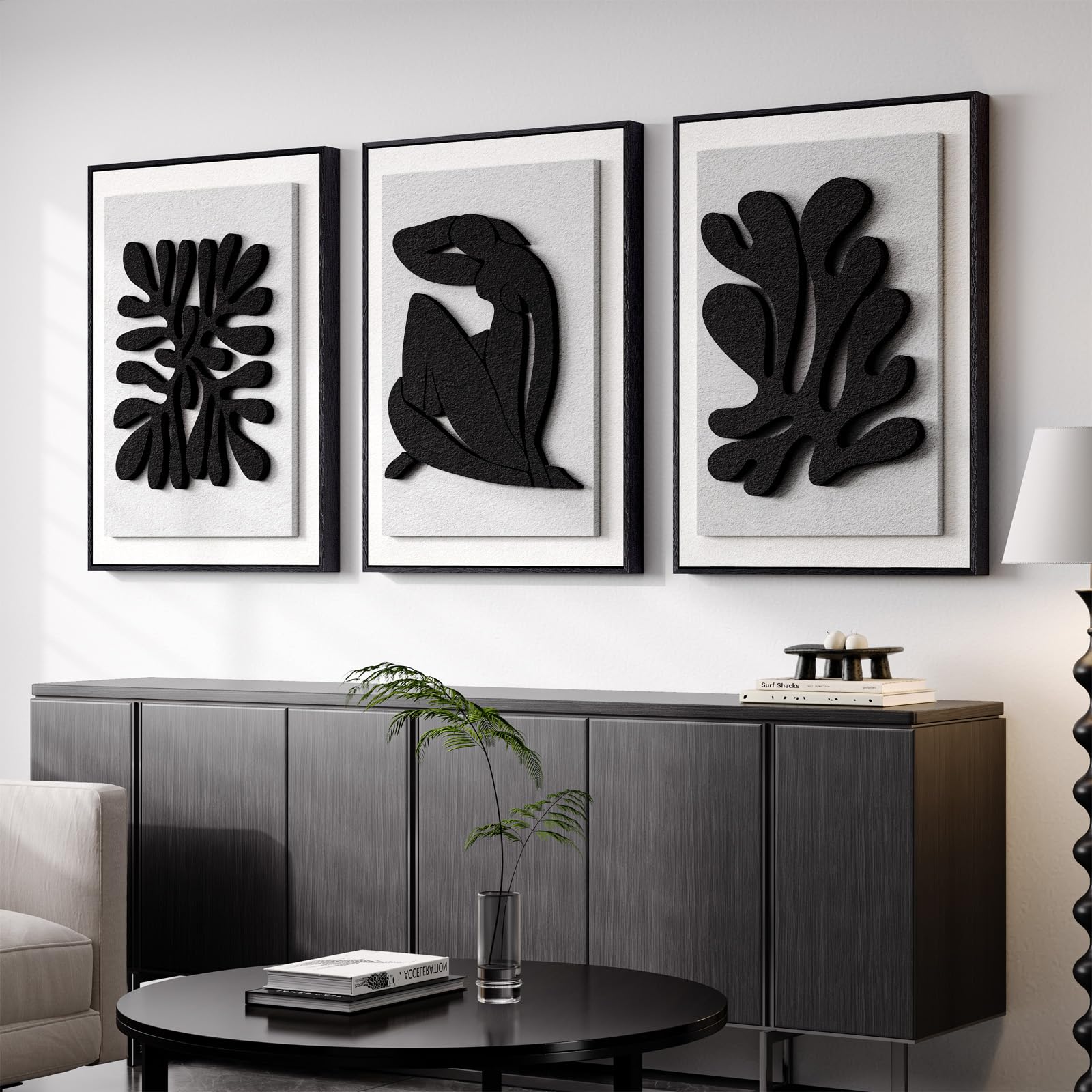 Large 3D Textured Framed Blue and White Abstract Wall Art for Living Room, 3 Piece Modern Artwork for Walls, Minimalist Navy Blue Geometric Paintings for Hallway, Stair, Office Wall Decor 24x36 In