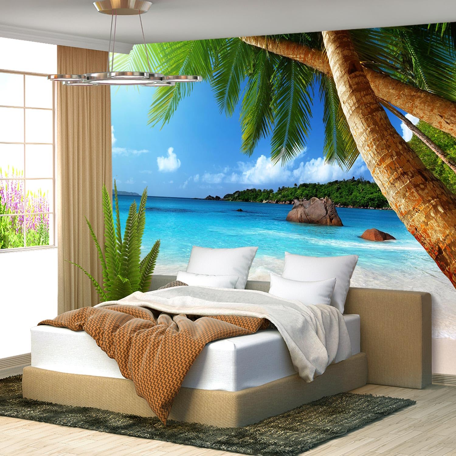 Brooklyn Bridge City View Mural Living Room couches Extra Large wall murals new york Cities Wallpaper Bedroom California Picture Landscape - 108"x75"（It's not Peel and Stick.）
