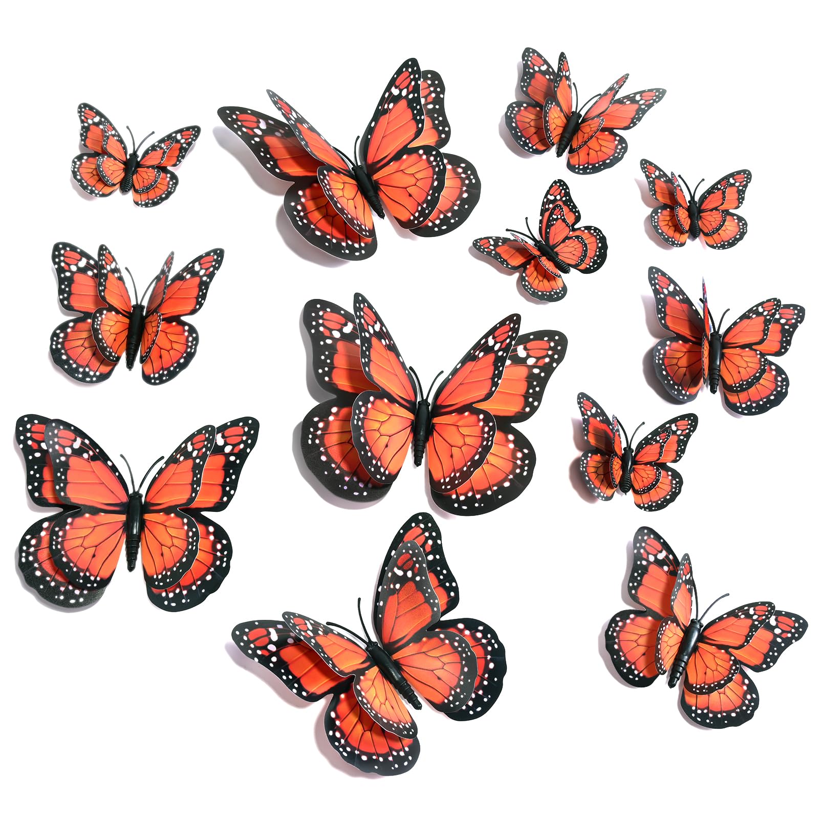 SAOROPEB 3D Butterfly Wall Decor, 24 Pcs Double Layer Butterfly Decorations for Party Decorations Locker Decor Refrigerator Decal, Reusable (Colorful)