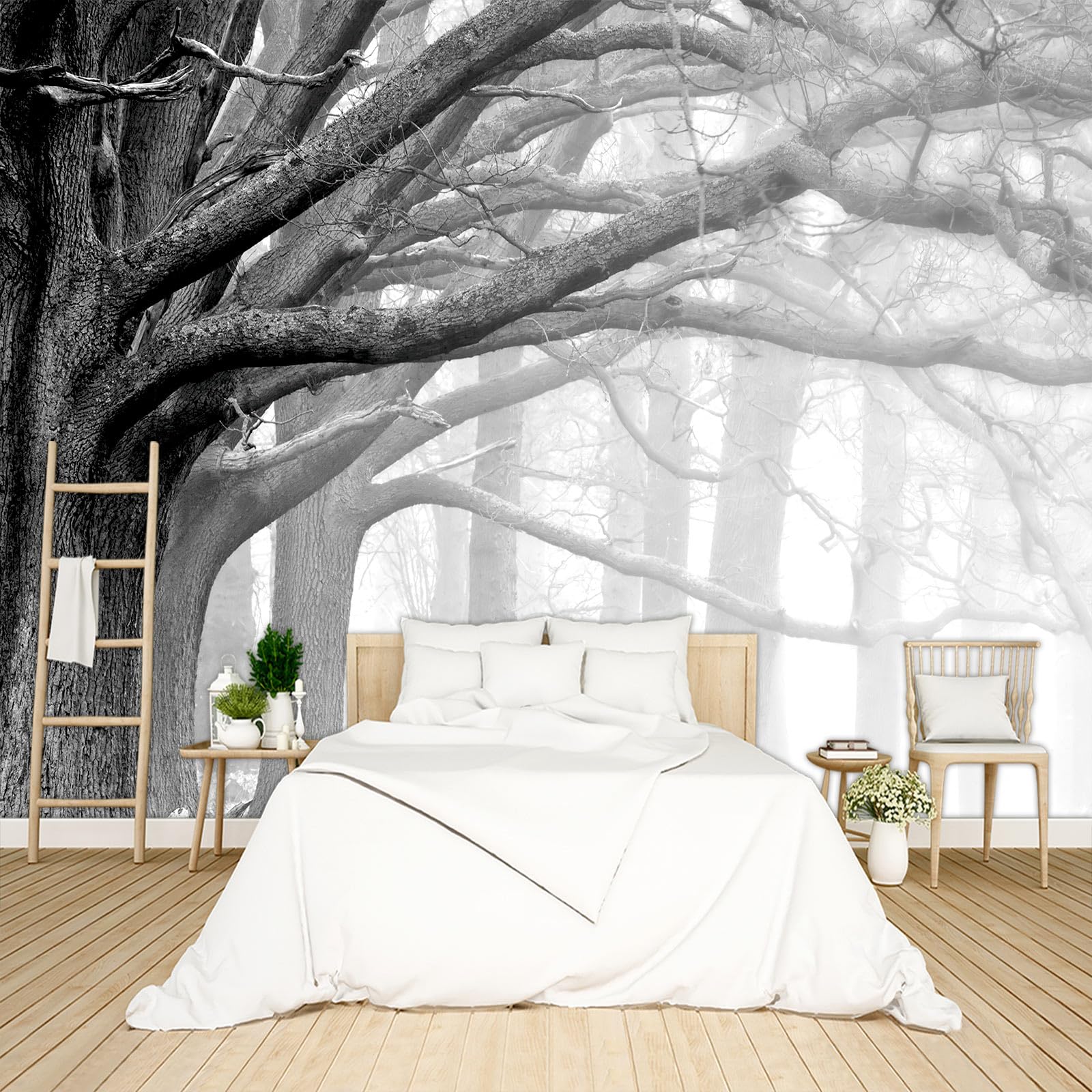 Tropical Rainforest Botanical Wallpaper Peel and Stick Wall Mural for Bedroom Living Room - 85"x118"