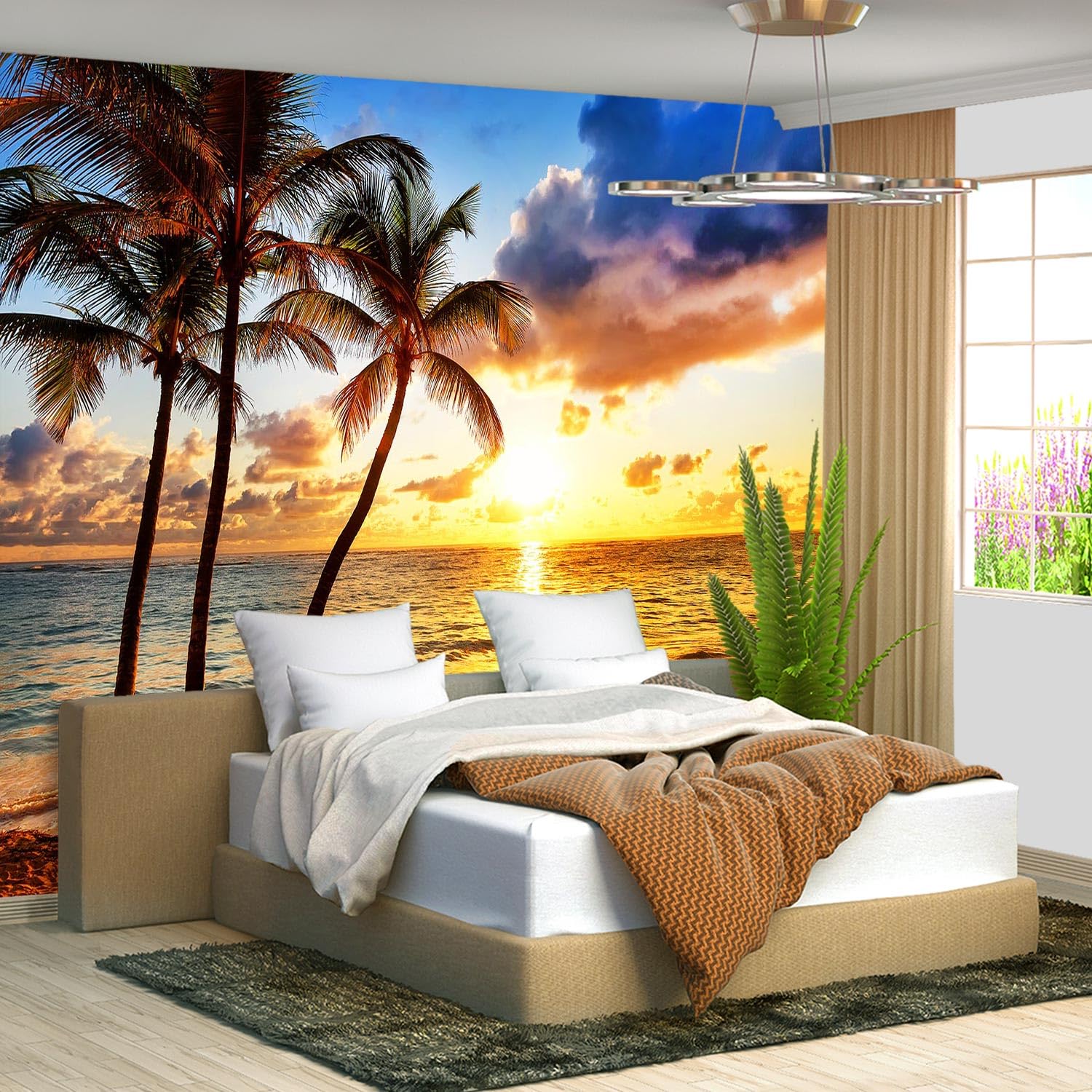 Brooklyn Bridge City View Mural Living Room couches Extra Large wall murals new york Cities Wallpaper Bedroom California Picture Landscape - 108"x75"（It's not Peel and Stick.）