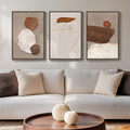 Large Framed Neutral Abstract Wall Art for Living Room, 3 Piece Modern Canvas Prints Paintings Artwork for Walls, Black Beige Brown Neutral Tone Pictures for Hallway Bedroom Office Wall Decor 24x36 In