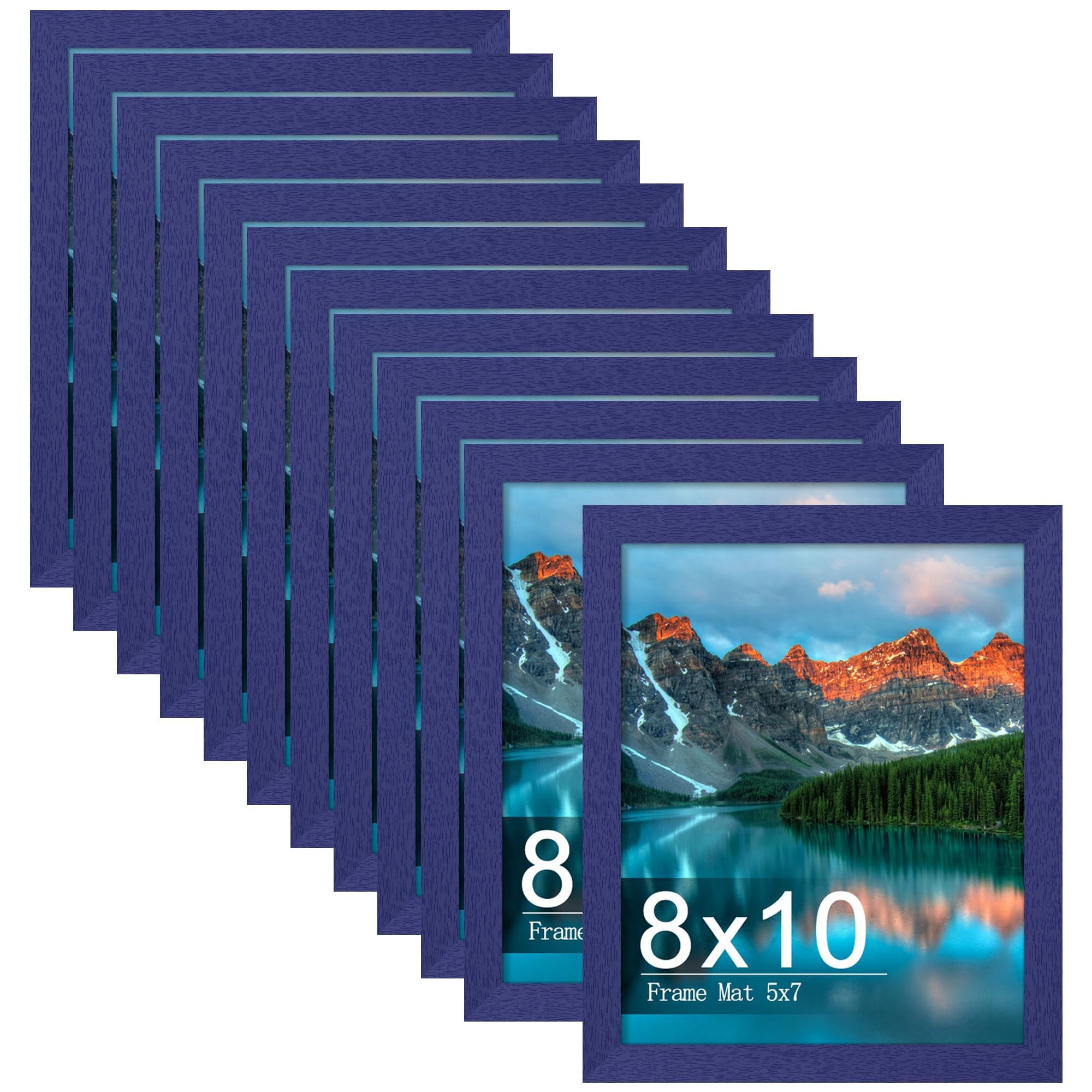 Picrit 8x10 Picture Frame Set of 12, Display 5x7 with Mat or 8x10 without Mat, Photo Frames for Wall Mounting or Table Top Display, Black