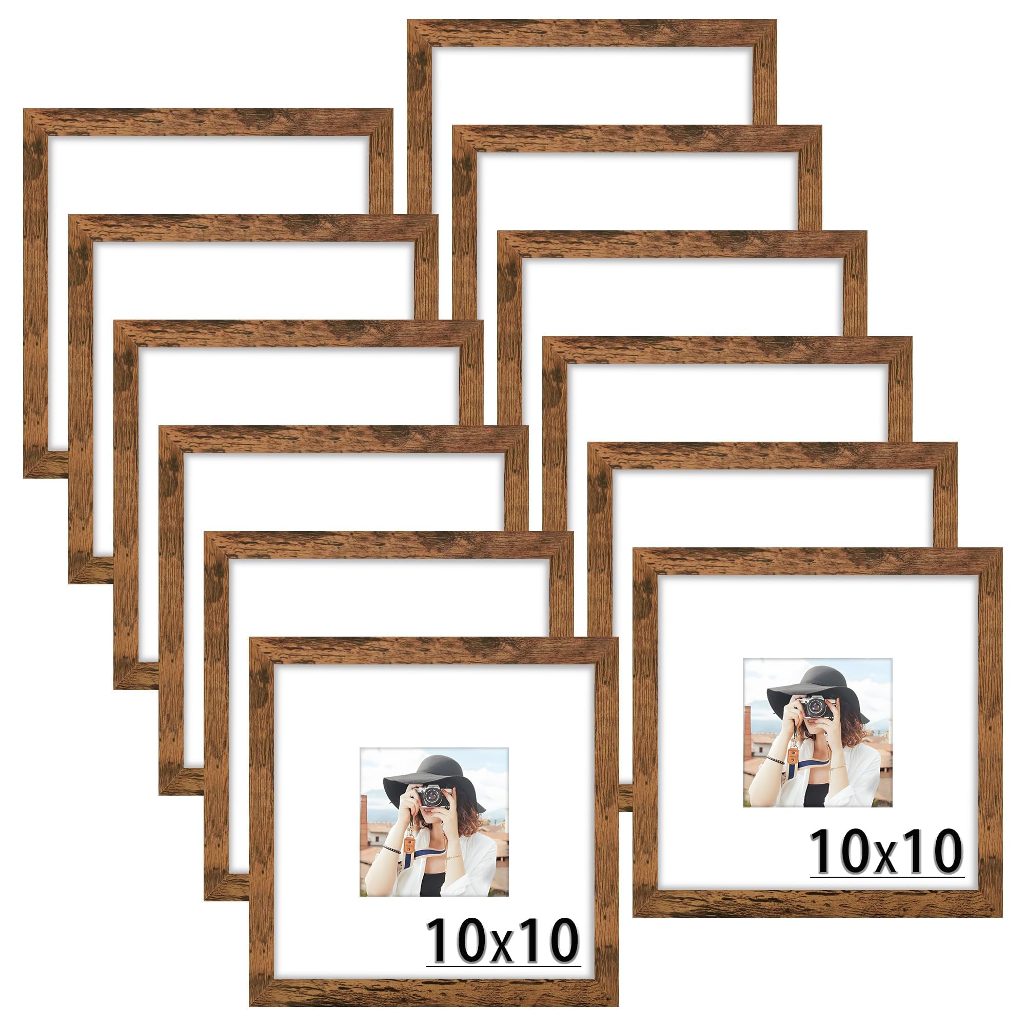Picrit 8x10 Picture Frame Set of 12, Display 5x7 with Mat or 8x10 without Mat, Photo Frames for Wall Mounting or Table Top Display, Black
