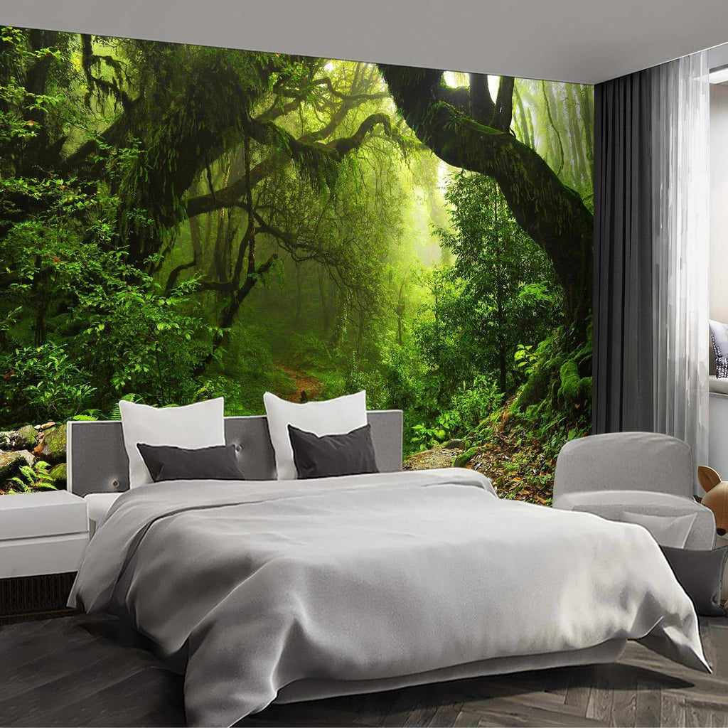 Forest Landscape wall murals Woodland Tree Peel and Stick self Adhesive Wallpaper for Bedroom Living Room - 85"x118"