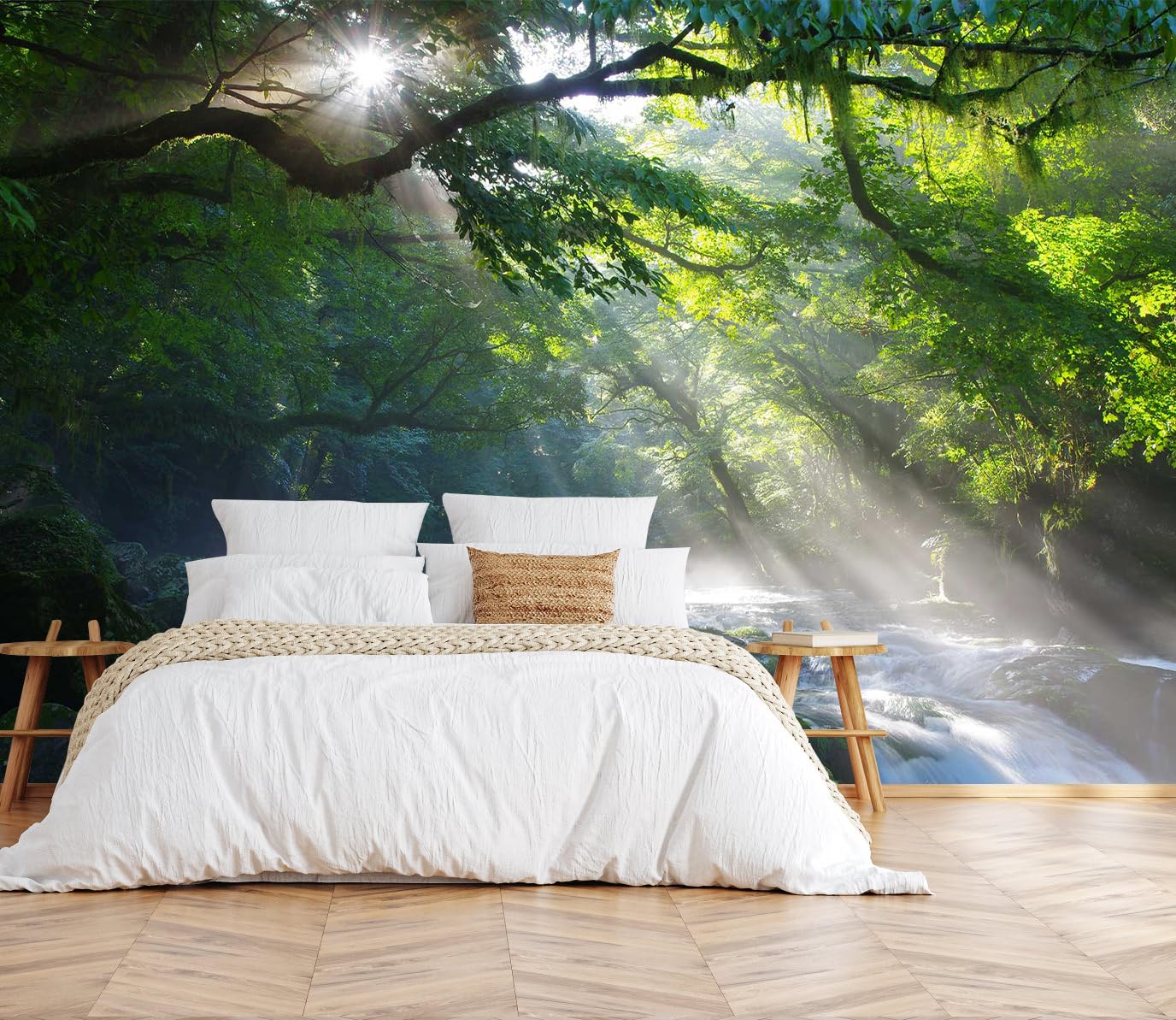 Toolhom Hazy Forest Wall Mural, Abstract Nature Landscape Wallpaper, Background Wall Decoration Patterns（Non-self-Adhesive）