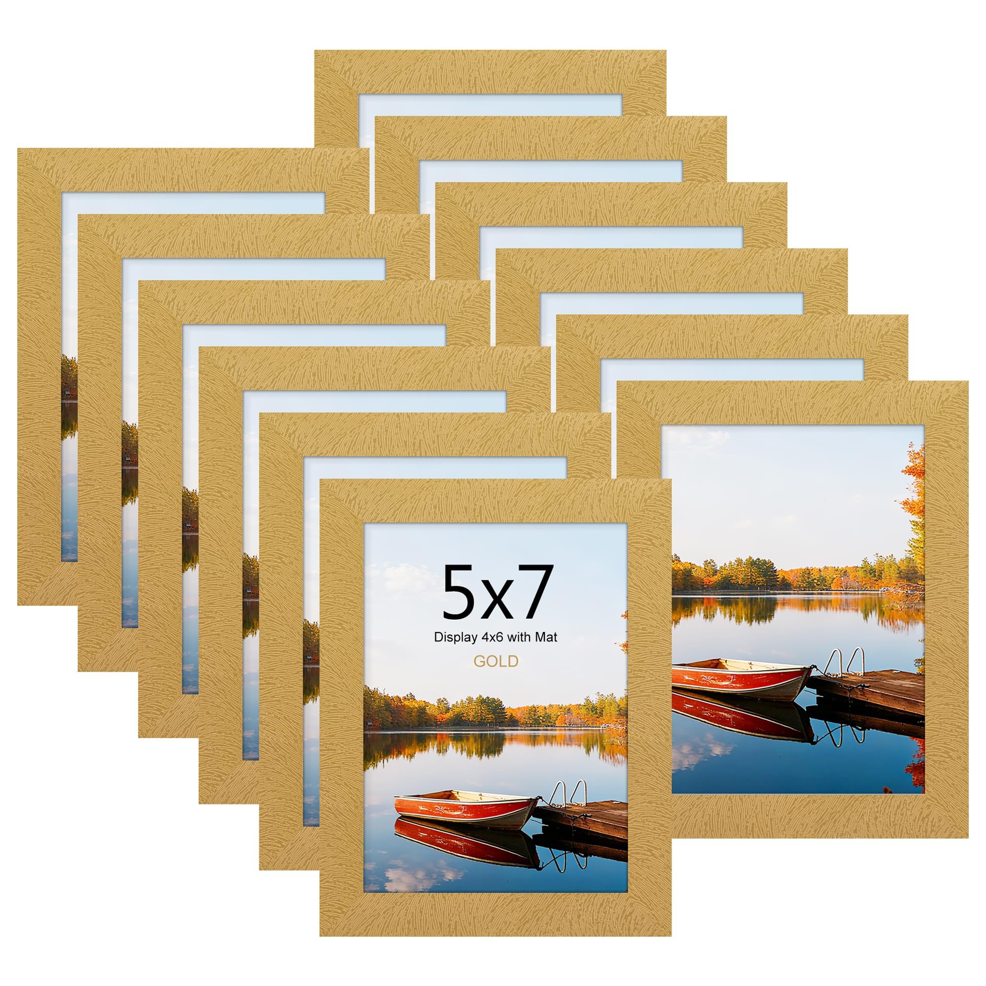 Picrit 8x10 Picture Frame Set of 12, Display 5x7 with Mat or 8x10 without Mat, Photo Frames for Wall Mounting or Table Top Display, Black