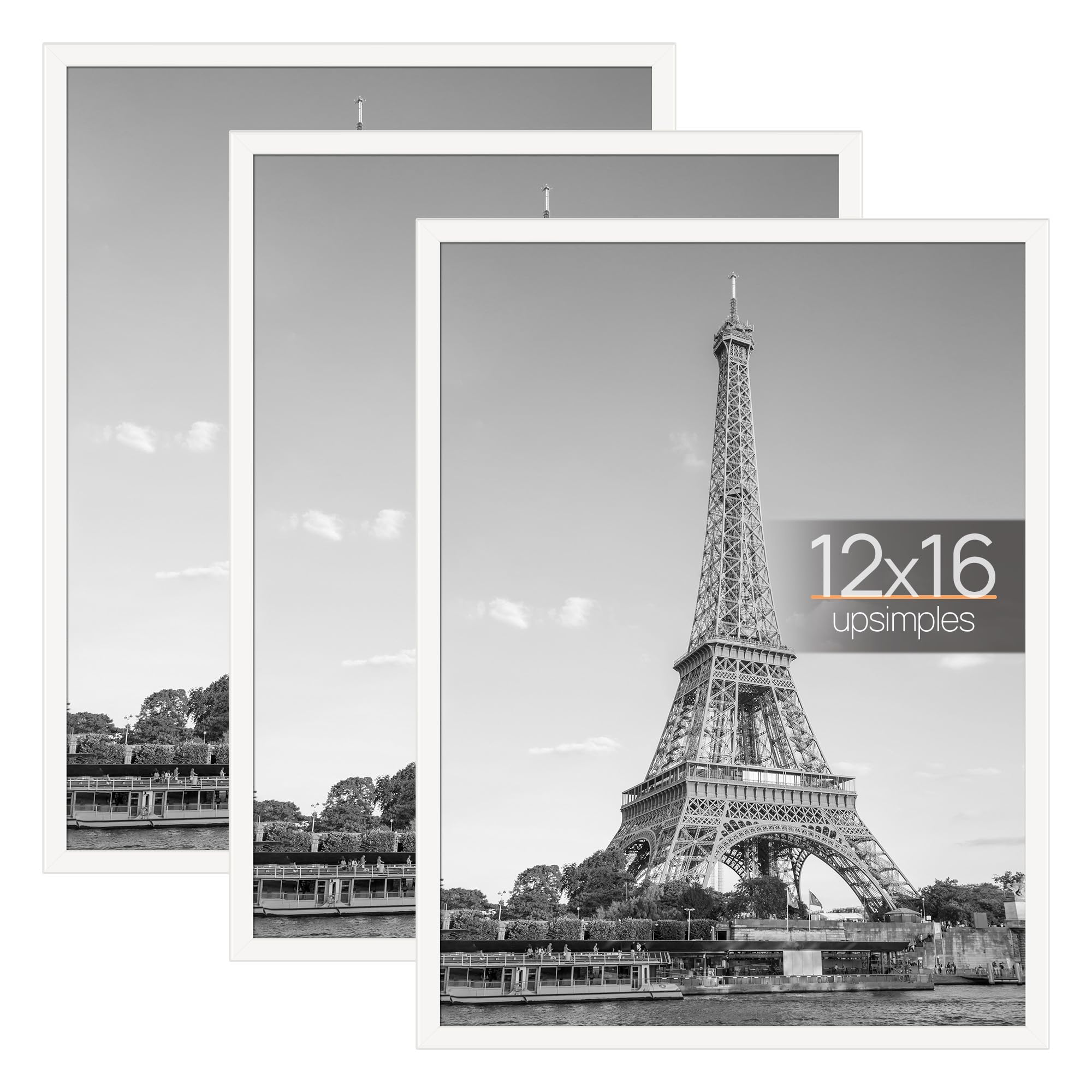 upsimples 16x24 Picture Frame Black 3 Pack, Scratch-Proof Poster Frames 16 x 24 for Photo Gallery - Slide-In Strips, Horizontal or Vertical Wall Mounting