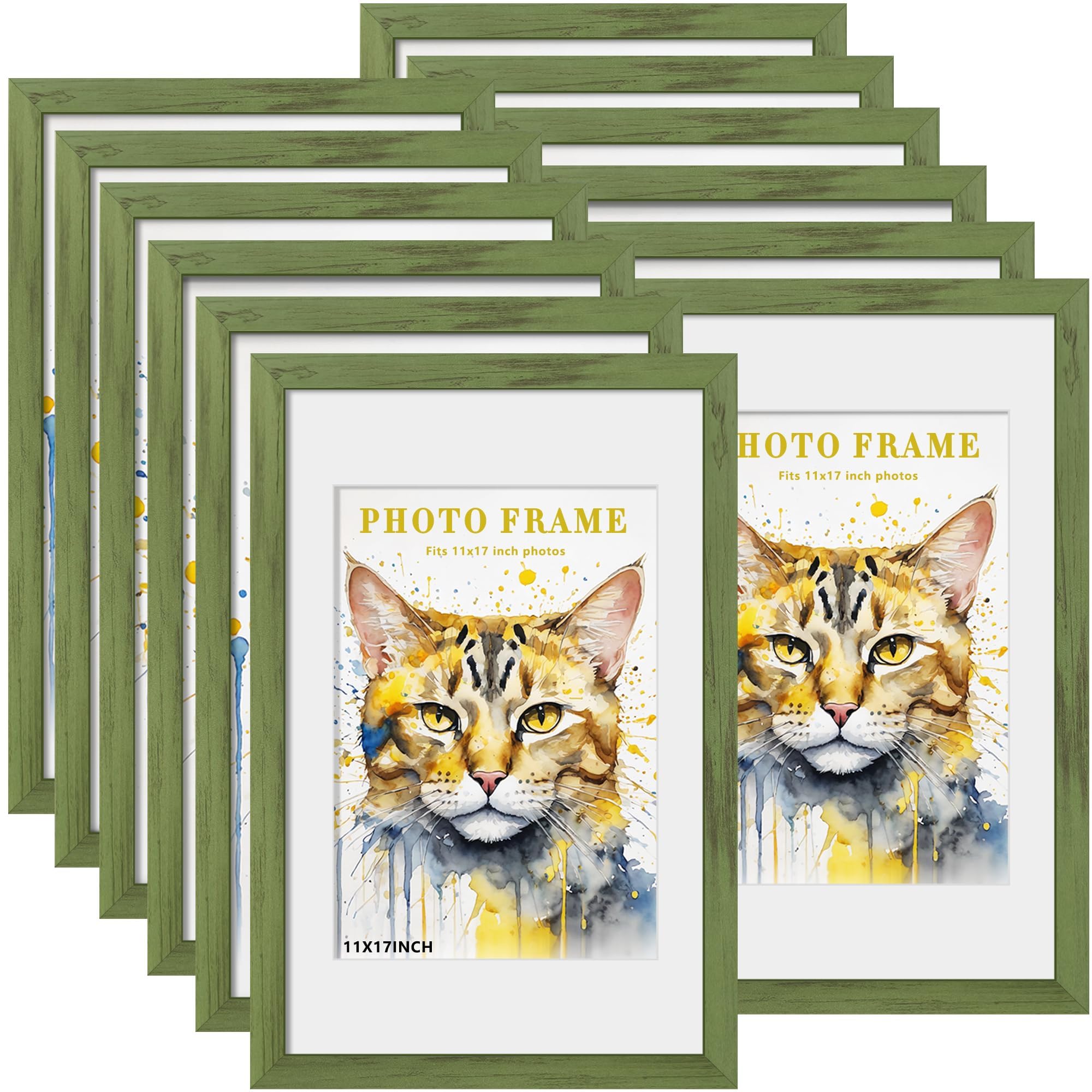Picrit 8x10 Picture Frame Set of 12, Display 5x7 with Mat or 8x10 without Mat, Photo Frames for Wall Mounting or Table Top Display, Black