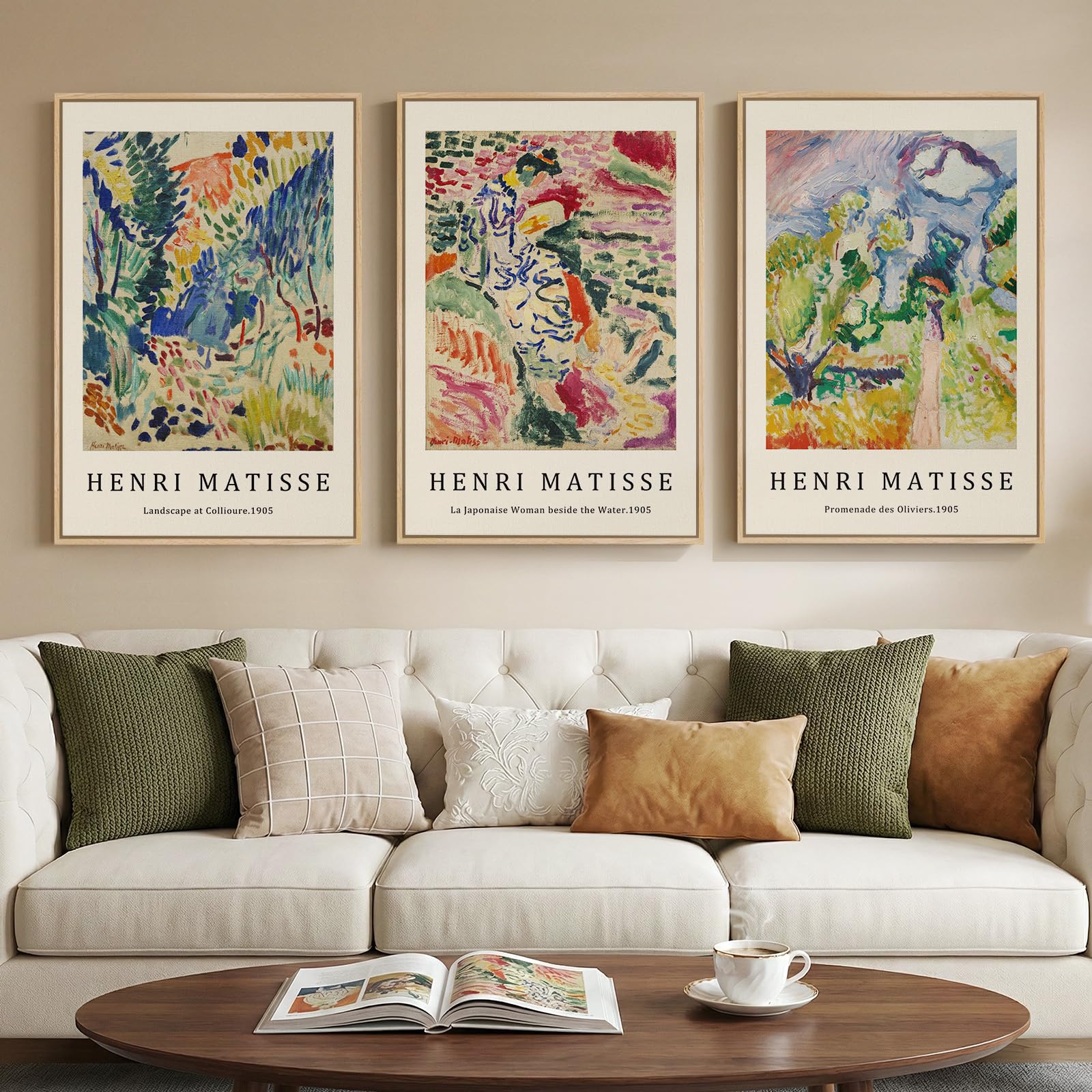 Framed Large William Morris Canvas Wall Art Set of 3, Vintage Nature Floral Artwork Prints, Boho Neutral Botanical Wall Decor for Living Room, Bedroom, Hallway and Office, Total Size 30x60