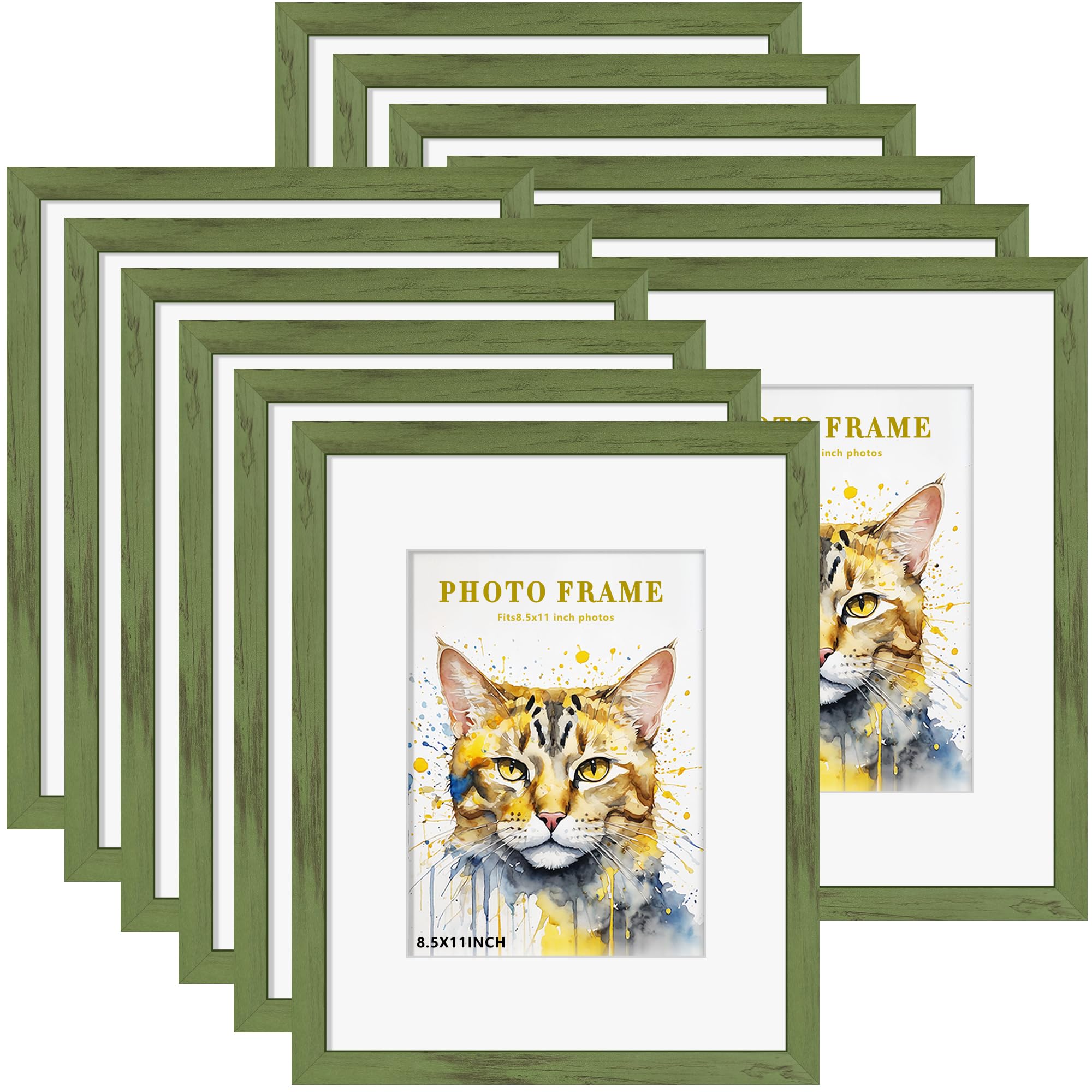 Picrit 8x10 Picture Frame Set of 12, Display 5x7 with Mat or 8x10 without Mat, Photo Frames for Wall Mounting or Table Top Display, Black