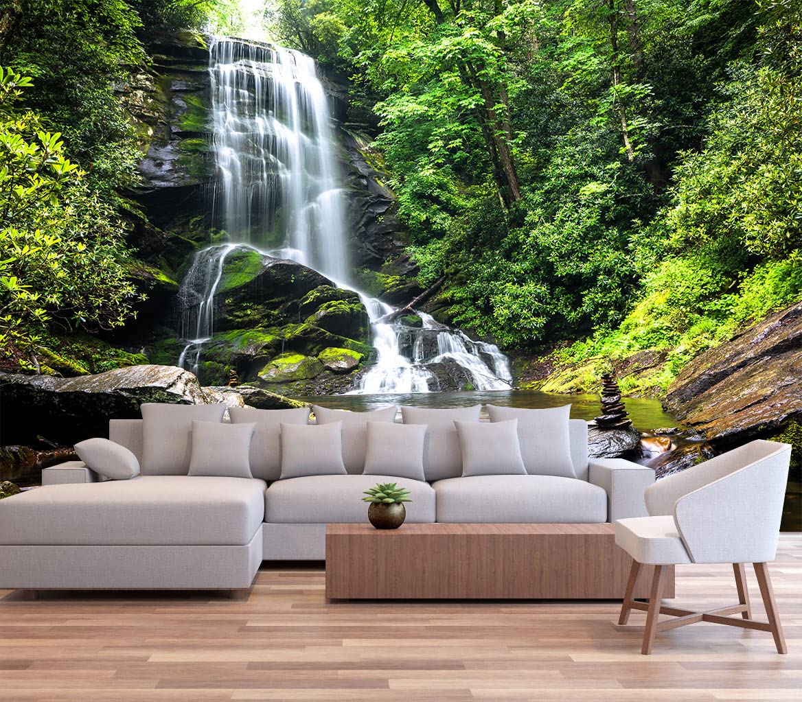Reyhui Sunshine Forest Mural Wallpaper Landscape Tree Wallpaper Large Nature Scenery Wall Mural for Living Room (not self-Adhesive)