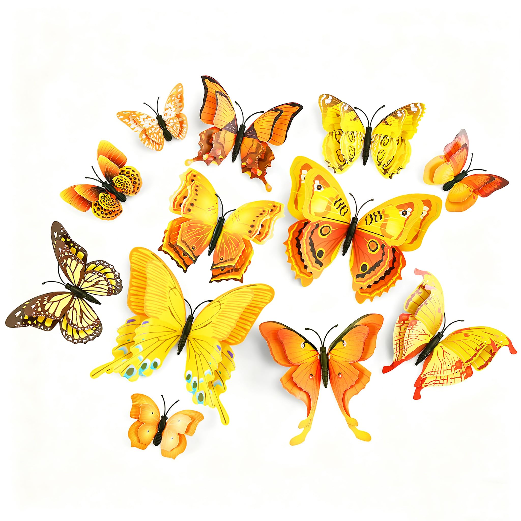 SAOROPEB 3D Butterfly Wall Decor, 24 Pcs Double Layer Butterfly Decorations for Party Decorations Locker Decor Refrigerator Decal, Reusable (Colorful)