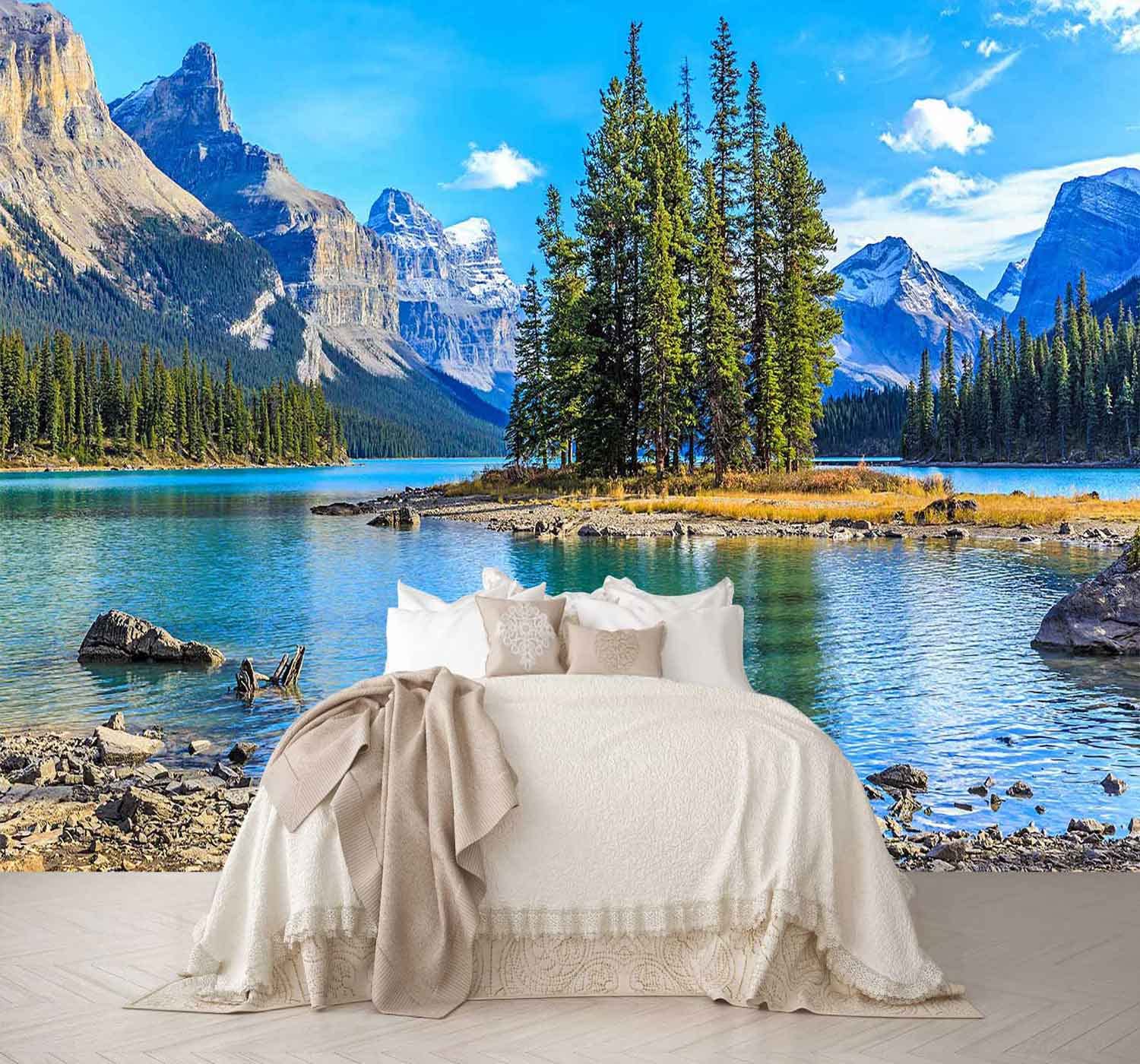 Reyhui Sunshine Forest Mural Wallpaper Landscape Tree Wallpaper Large Nature Scenery Wall Mural for Living Room (not self-Adhesive)