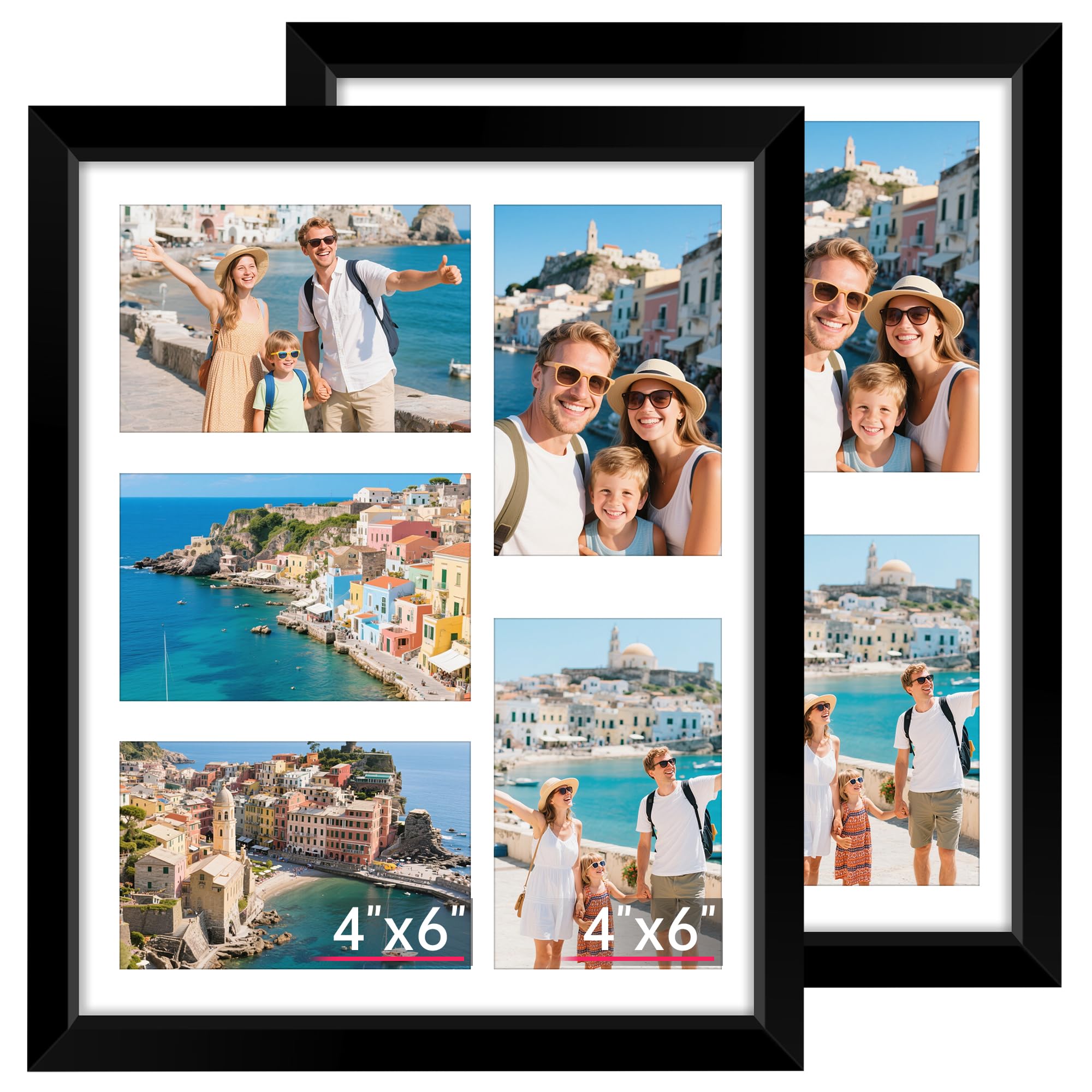 FIXSMITH 5x7 Picture Frame Set of 10, Photo Frame Bulk with HD Plexiglass, Display Pictures 4x6 with Mat or 5x7 Without Mat Multi Picture Frames Collage for Tabletop or Wall Display, Black