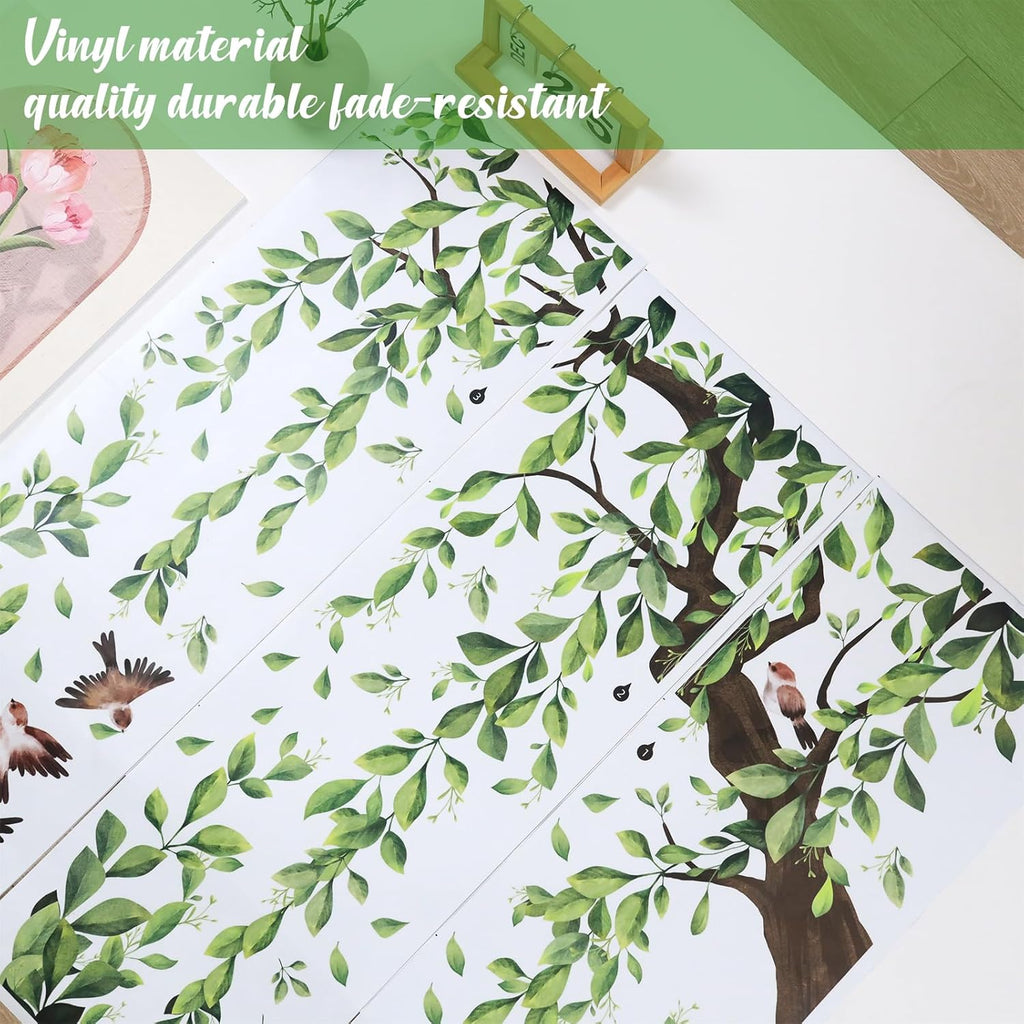 Lilac Wall Decoration Large Green Tree Wall Stickers, 3 Sheets Hanging Vine Tree Wall Decals Peel and Stick Leaves Branch Wall Murals Decor for Living Room Bedroom (Green, 11.8 * 35.4inch)