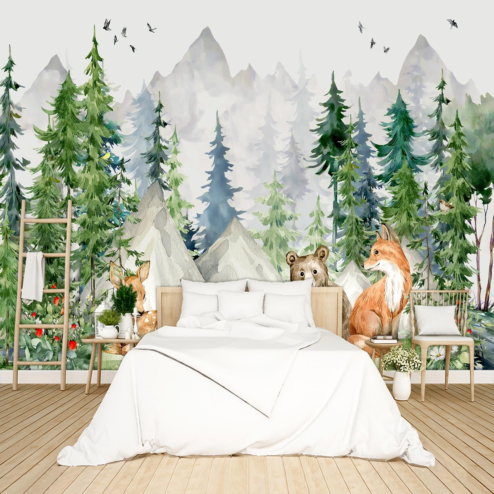Tropical Rainforest Botanical Wallpaper Peel and Stick Wall Mural for Bedroom Living Room - 85"x118"