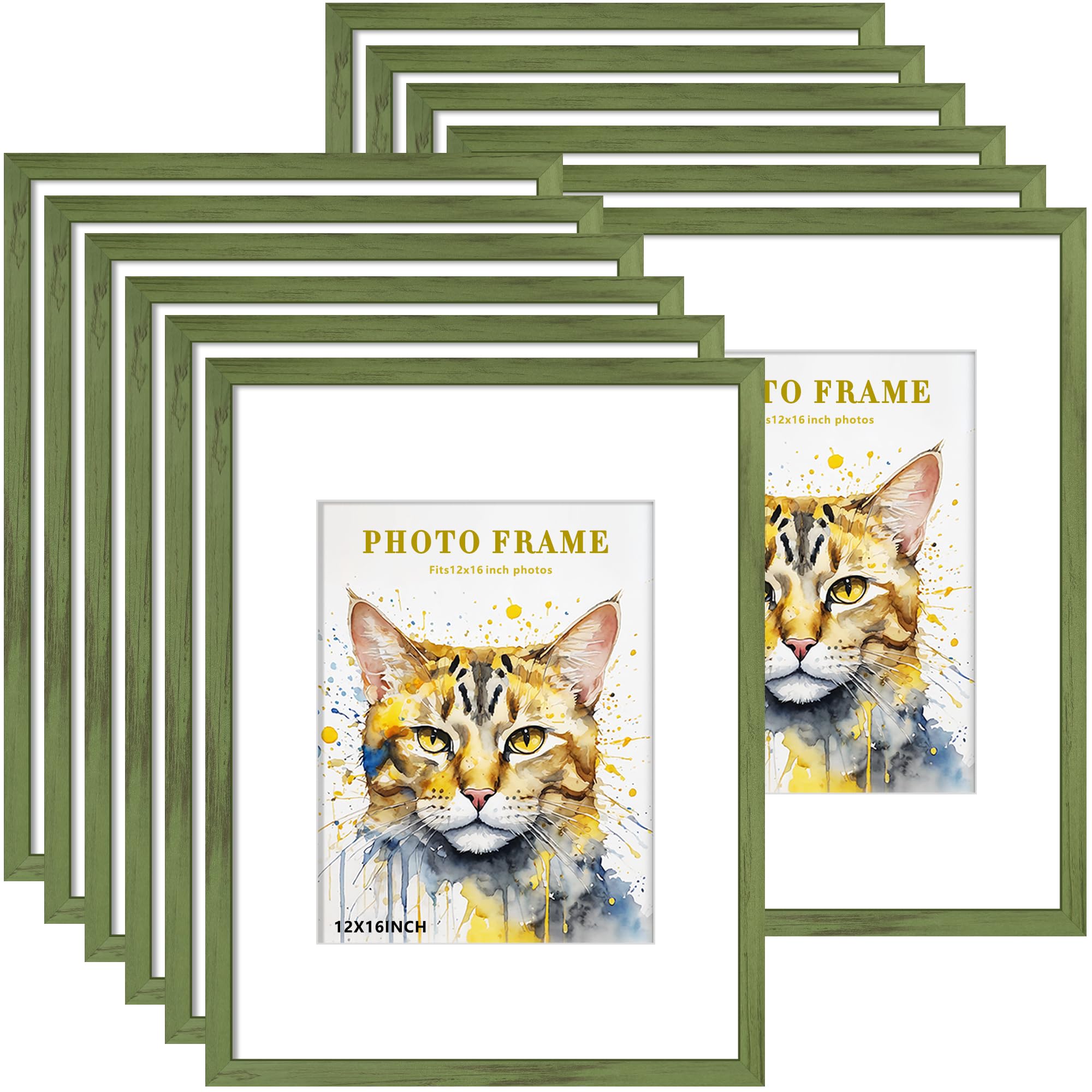 Picrit 8x10 Picture Frame Set of 12, Display 5x7 with Mat or 8x10 without Mat, Photo Frames for Wall Mounting or Table Top Display, Black
