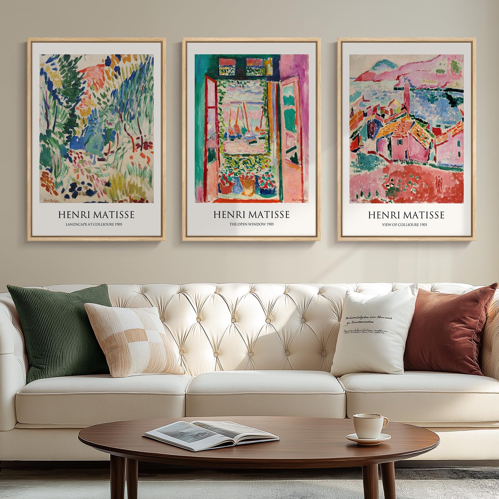 Framed Large William Morris Canvas Wall Art Set of 3, Vintage Nature Floral Artwork Prints, Boho Neutral Botanical Wall Decor for Living Room, Bedroom, Hallway and Office, Total Size 30x60