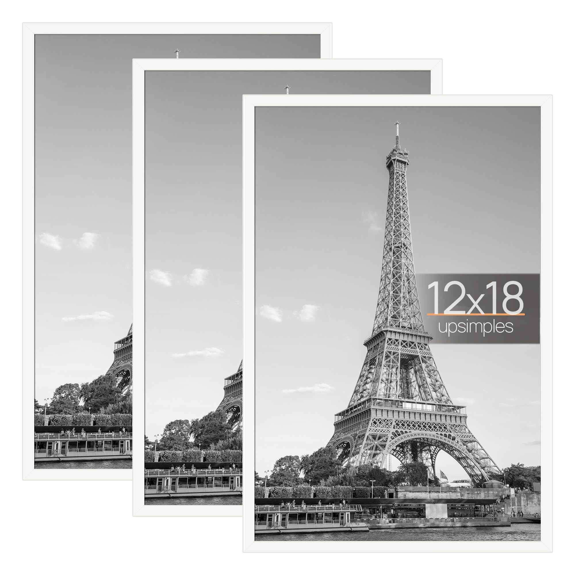 upsimples 16x24 Picture Frame Black 3 Pack, Scratch-Proof Poster Frames 16 x 24 for Photo Gallery - Slide-In Strips, Horizontal or Vertical Wall Mounting