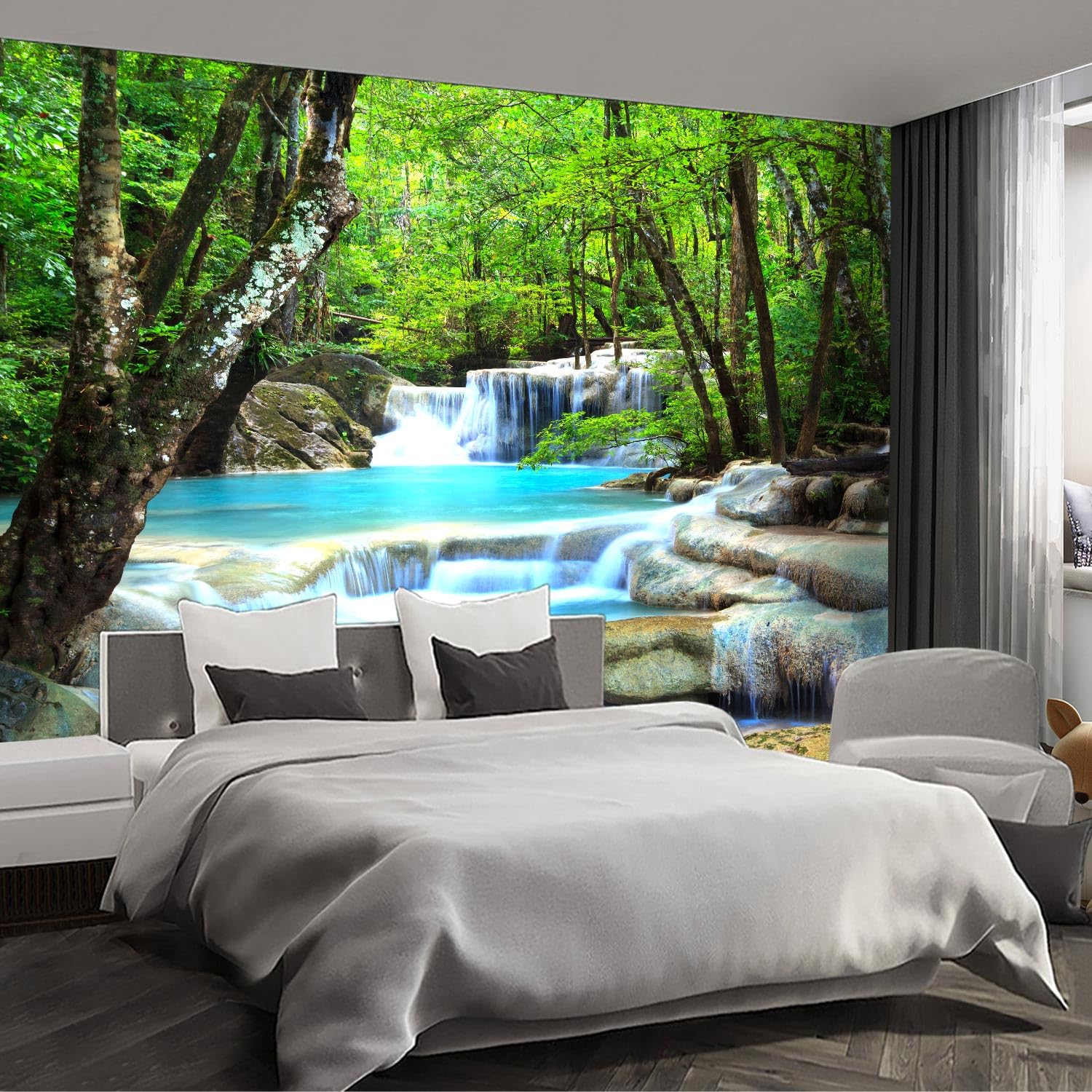 Forest Landscape wall murals Woodland Tree Peel and Stick self Adhesive Wallpaper for Bedroom Living Room - 85"x118"