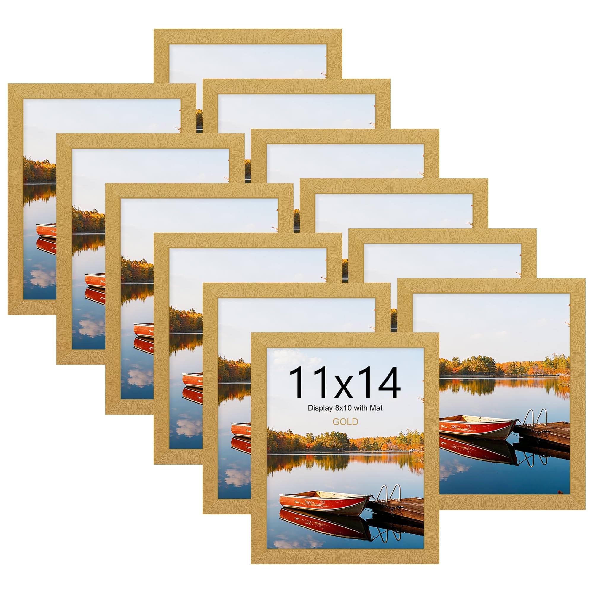 Picrit 8x10 Picture Frame Set of 12, Display 5x7 with Mat or 8x10 without Mat, Photo Frames for Wall Mounting or Table Top Display, Black