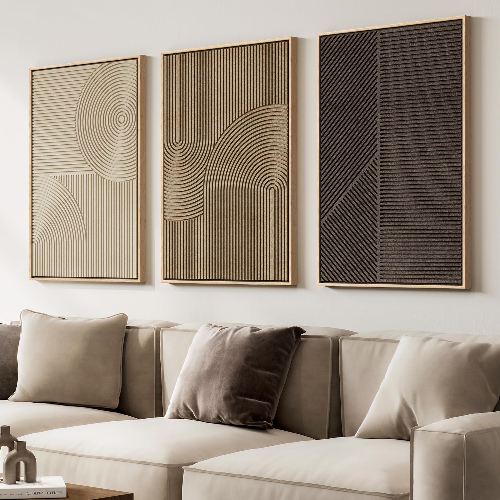 Large 3D Textured Framed Blue and White Abstract Wall Art for Living Room, 3 Piece Modern Artwork for Walls, Minimalist Navy Blue Geometric Paintings for Hallway, Stair, Office Wall Decor 24x36 In