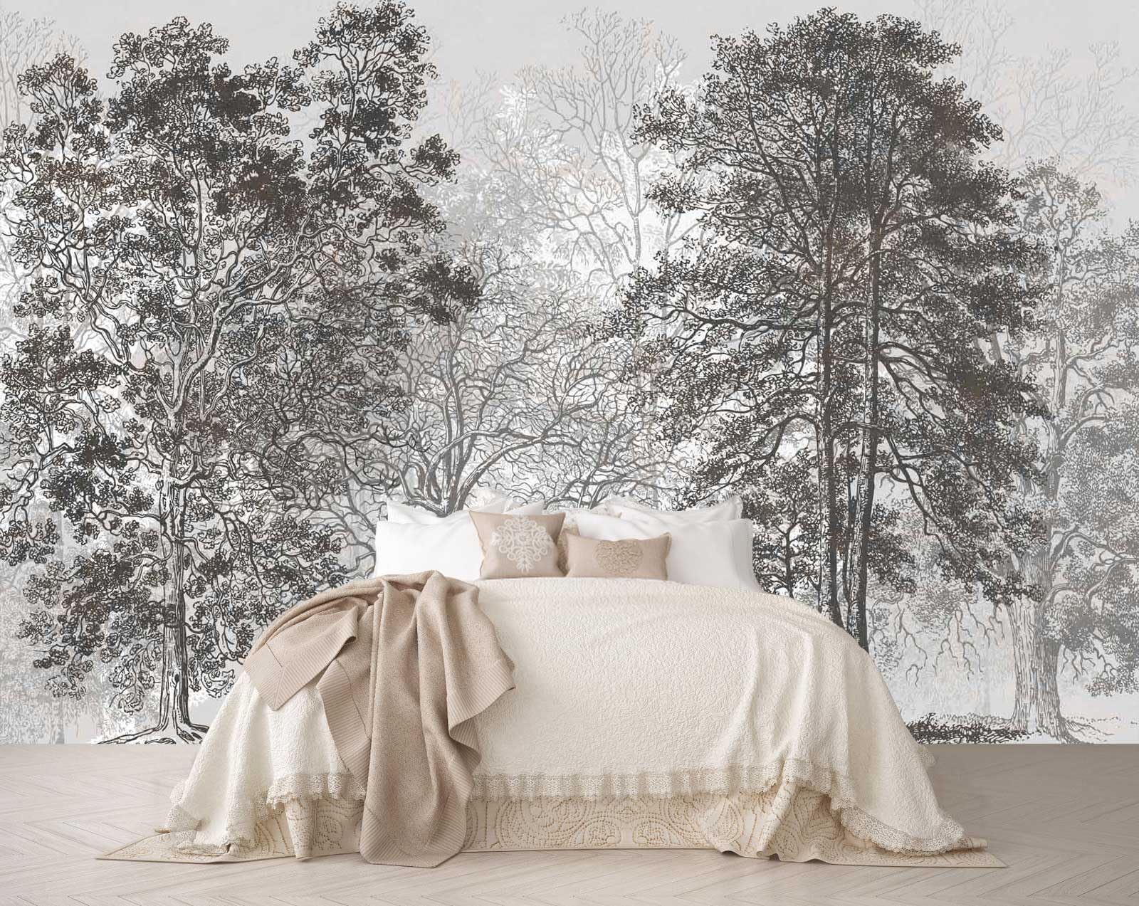 Reyhui Sunshine Forest Mural Wallpaper Landscape Tree Wallpaper Large Nature Scenery Wall Mural for Living Room (not self-Adhesive)
