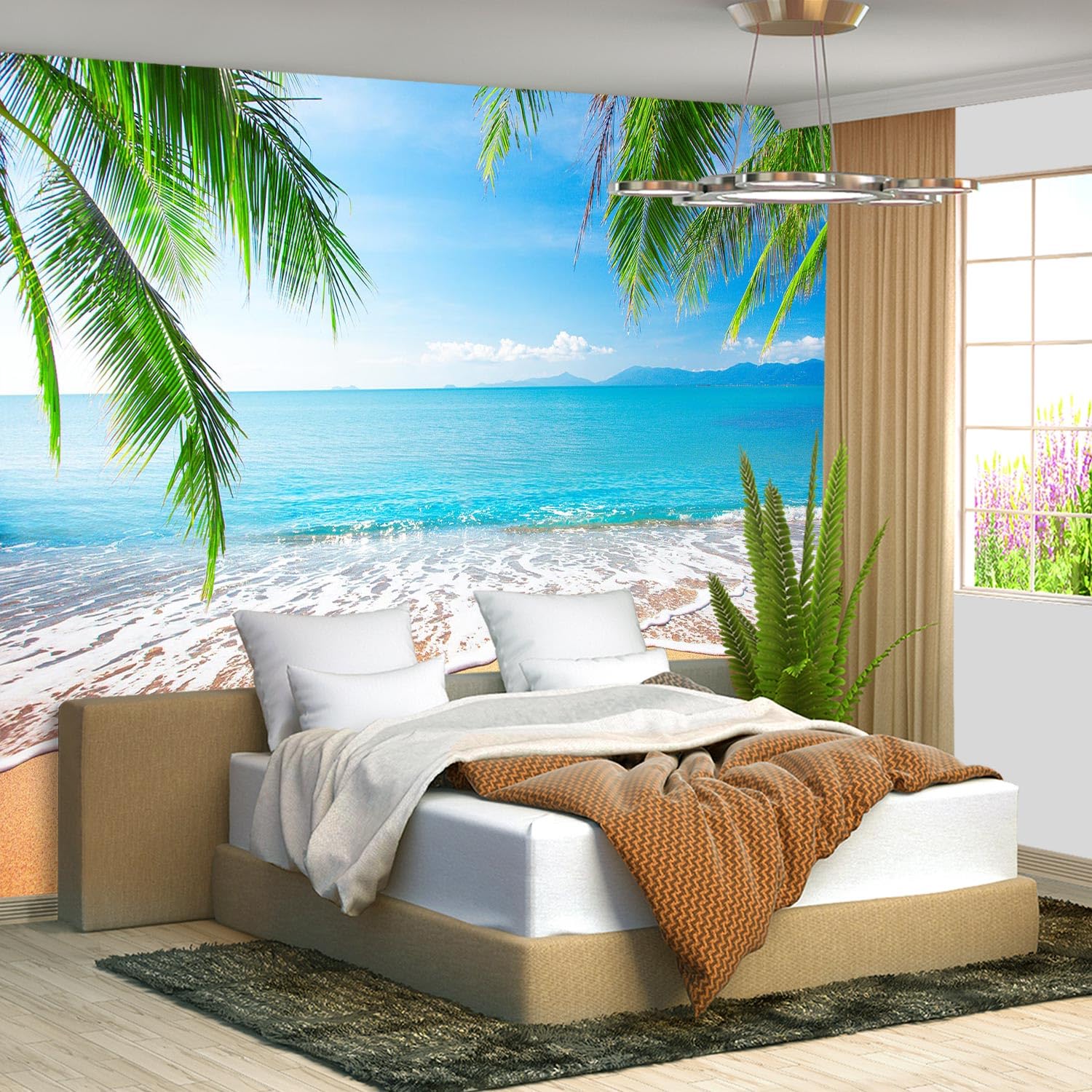 Brooklyn Bridge City View Mural Living Room couches Extra Large wall murals new york Cities Wallpaper Bedroom California Picture Landscape - 108"x75"（It's not Peel and Stick.）