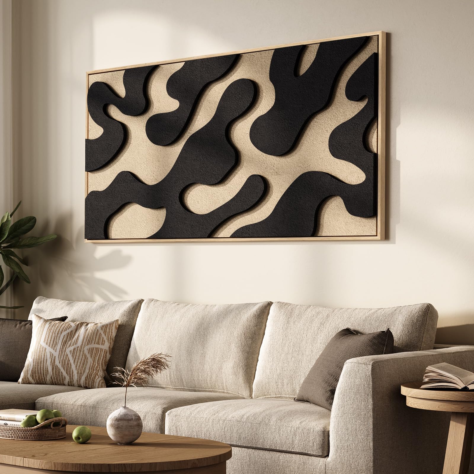 Large 3D Textured Framed Blue and White Abstract Wall Art for Living Room, 3 Piece Modern Artwork for Walls, Minimalist Navy Blue Geometric Paintings for Hallway, Stair, Office Wall Decor 24x36 In