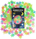 Glow in The Dark Stars Stickers for Ceiling, Adhesive 200pcs 3D Glowing Stars and Moon for Kids Bedroom,Luminous Stickers Create a Realistic Starry Sky,Room Decor,Wall Stickers