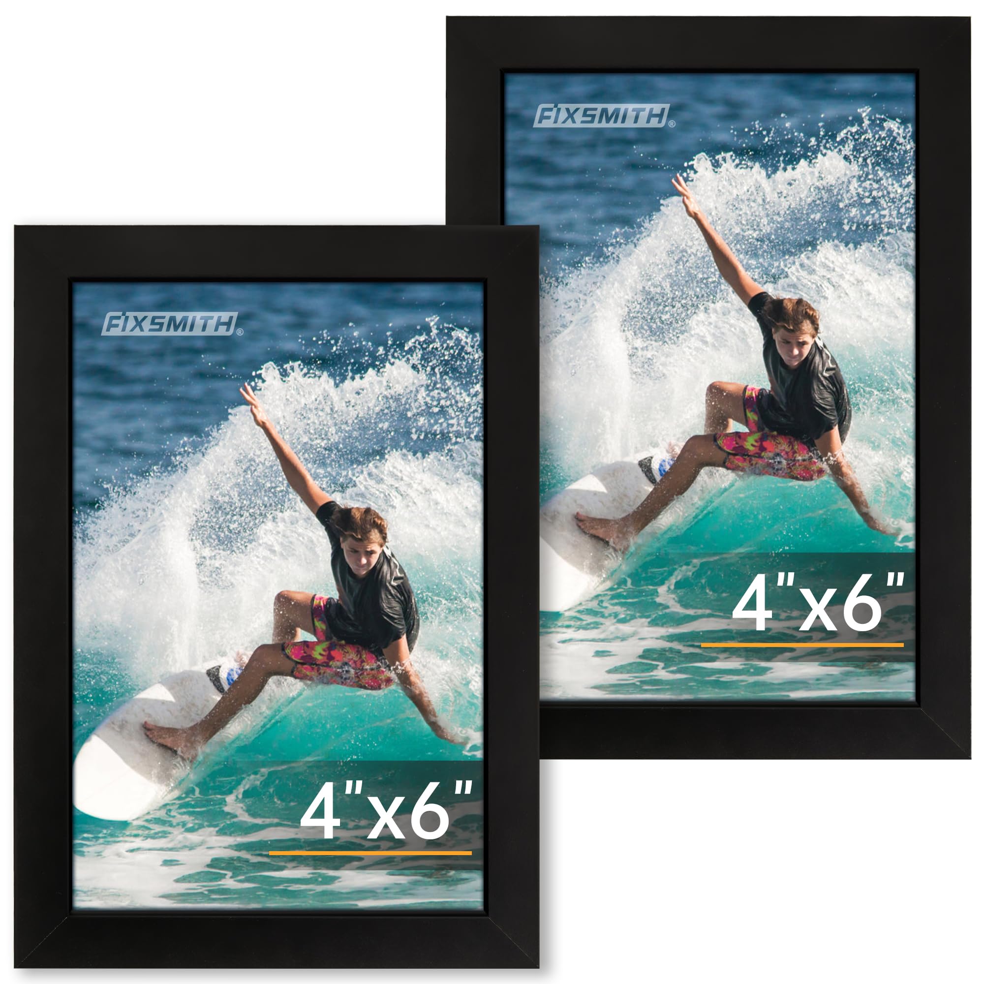 FIXSMITH 5x7 Picture Frame Set of 10, Photo Frame Bulk with HD Plexiglass, Display Pictures 4x6 with Mat or 5x7 Without Mat Multi Picture Frames Collage for Tabletop or Wall Display, Black