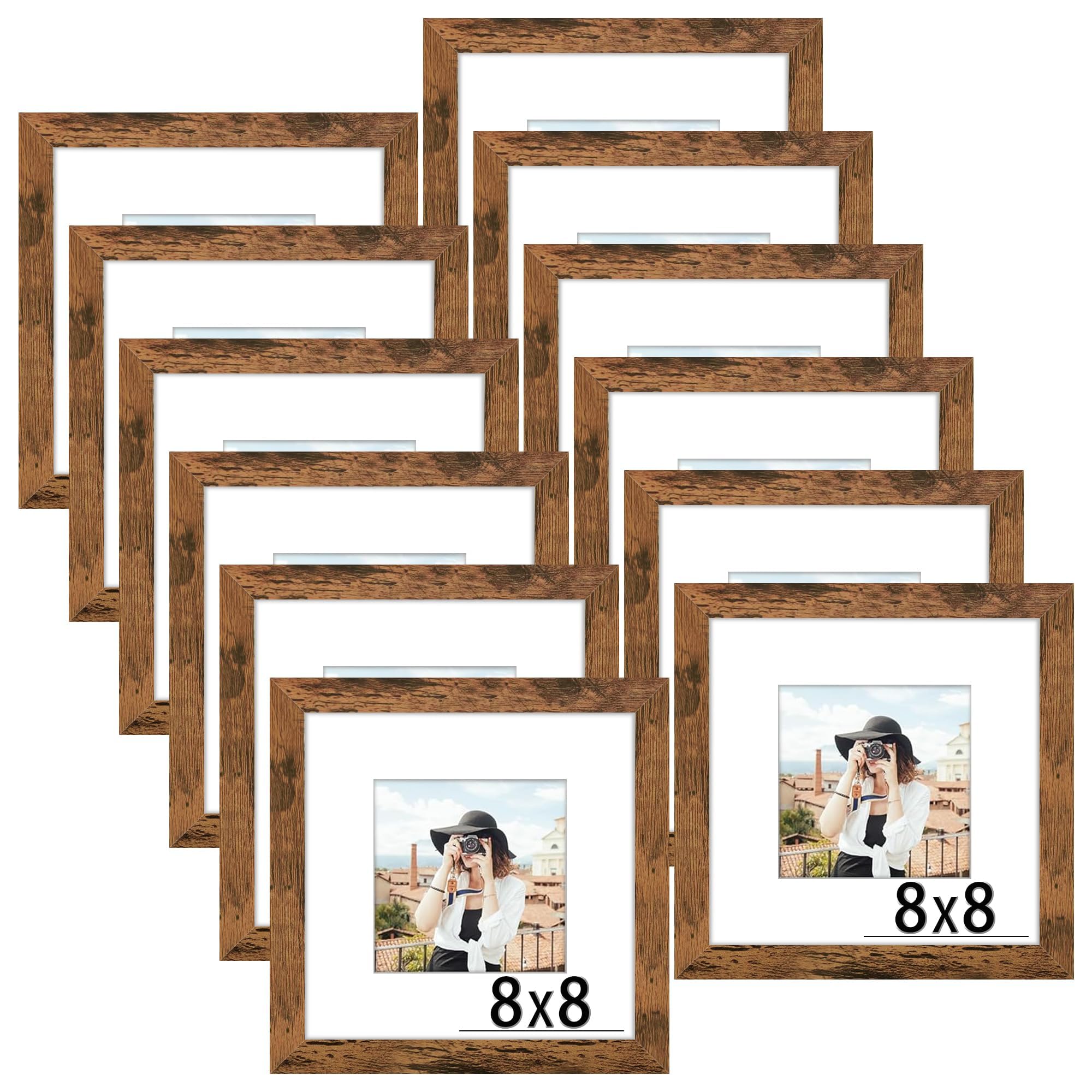 Picrit 8x10 Picture Frame Set of 12, Display 5x7 with Mat or 8x10 without Mat, Photo Frames for Wall Mounting or Table Top Display, Black