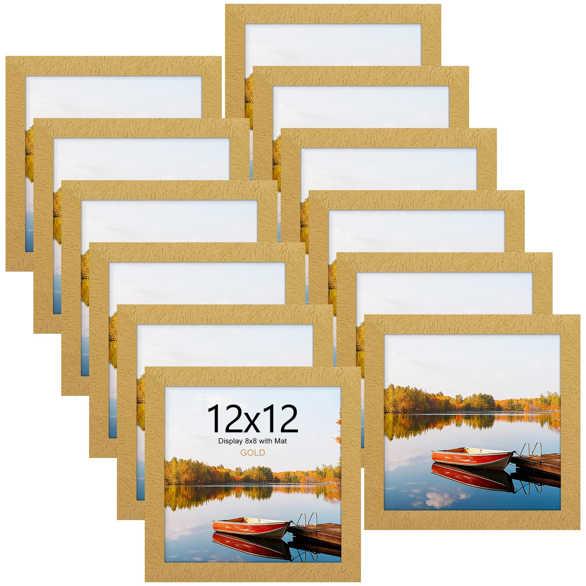 Picrit 8x10 Picture Frame Set of 12, Display 5x7 with Mat or 8x10 without Mat, Photo Frames for Wall Mounting or Table Top Display, Black
