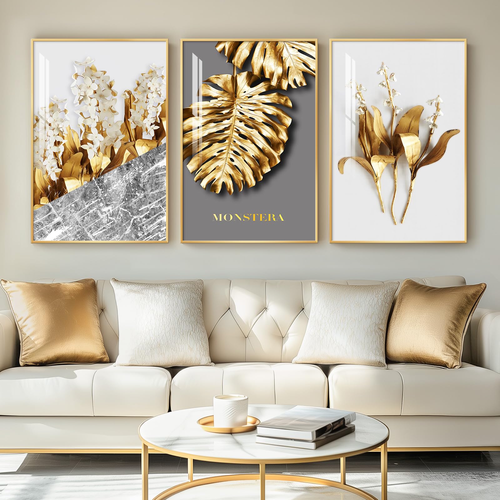 Large Framed Modern Abstract Wall Art for Living Room, Minimalist Bright Style Prints Wall Paintings Artwork for Walls, Silver Gray Contemporary Luxury Pictures for Hallway, Office Wall Decor 24x36 In