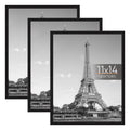 upsimples 16x24 Picture Frame Black 3 Pack, Scratch-Proof Poster Frames 16 x 24 for Photo Gallery - Slide-In Strips, Horizontal or Vertical Wall Mounting
