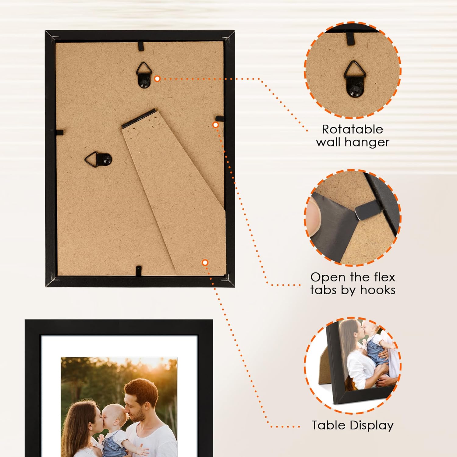 FIXSMITH 5x7 Picture Frame Set of 10, Photo Frame Bulk with HD Plexiglass, Display Pictures 4x6 with Mat or 5x7 Without Mat Multi Picture Frames Collage for Tabletop or Wall Display, Black