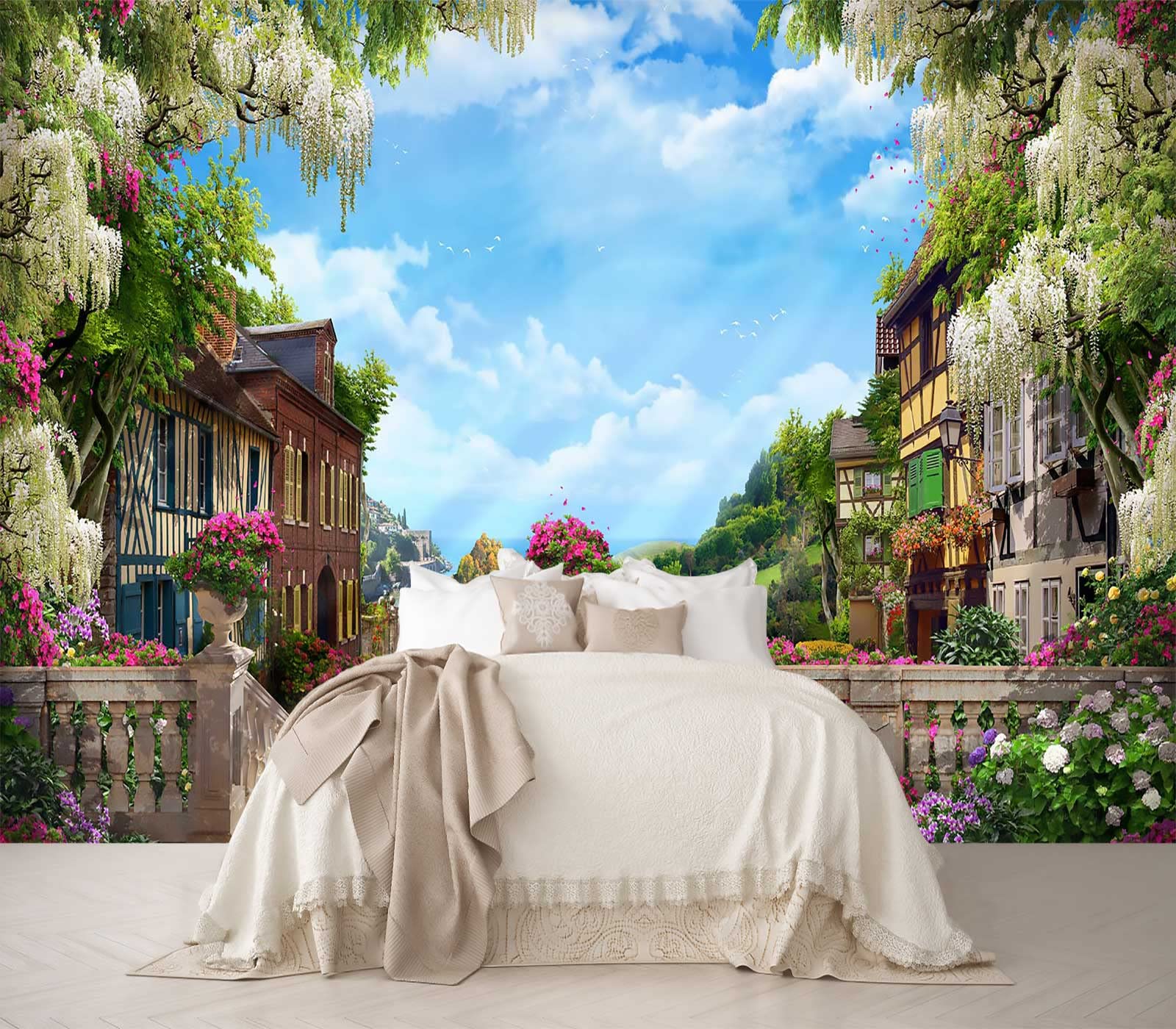 Reyhui Sunshine Forest Mural Wallpaper Landscape Tree Wallpaper Large Nature Scenery Wall Mural for Living Room (not self-Adhesive)
