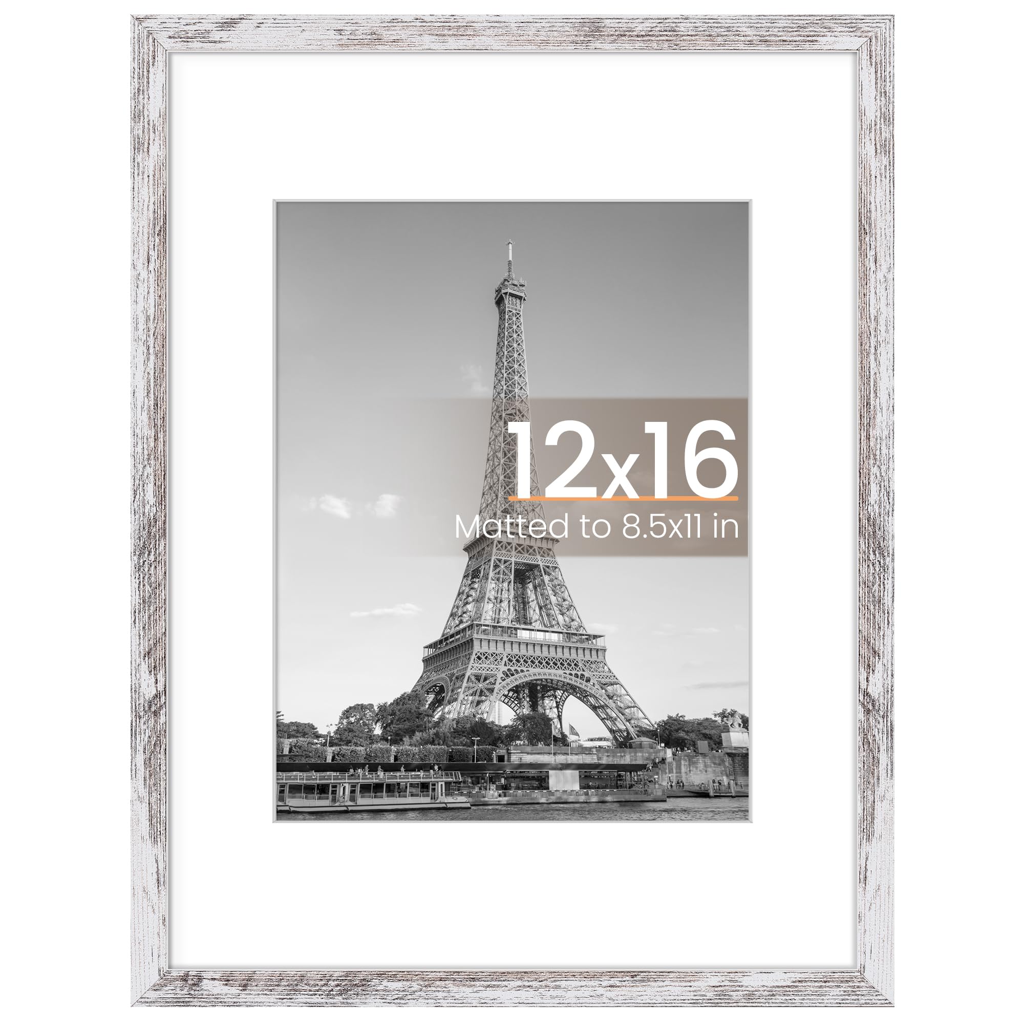 upsimples 12x16 Picture Frame, Display Pictures 8.5x11 with Mat or 12x16 Without Mat, Wall Hanging Photo Frame, Black, 1 Pack