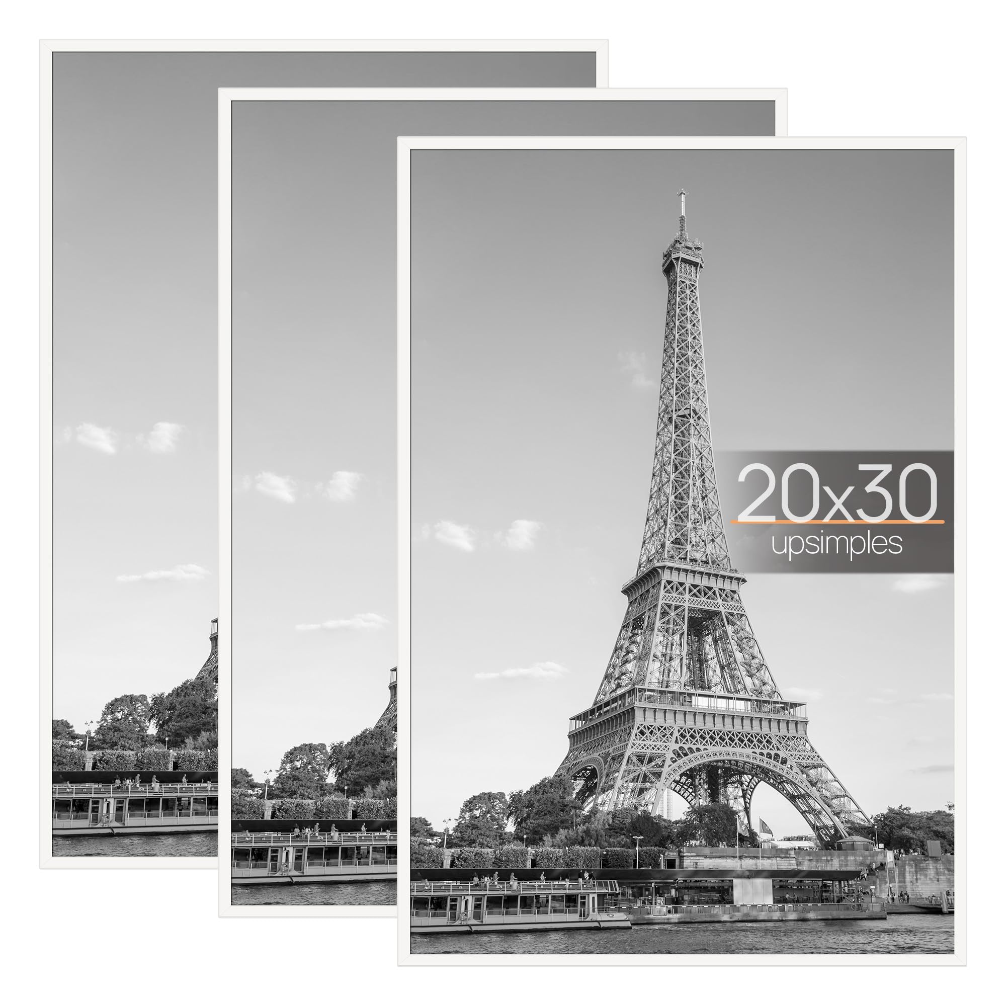 upsimples 16x24 Picture Frame Black 3 Pack, Scratch-Proof Poster Frames 16 x 24 for Photo Gallery - Slide-In Strips, Horizontal or Vertical Wall Mounting