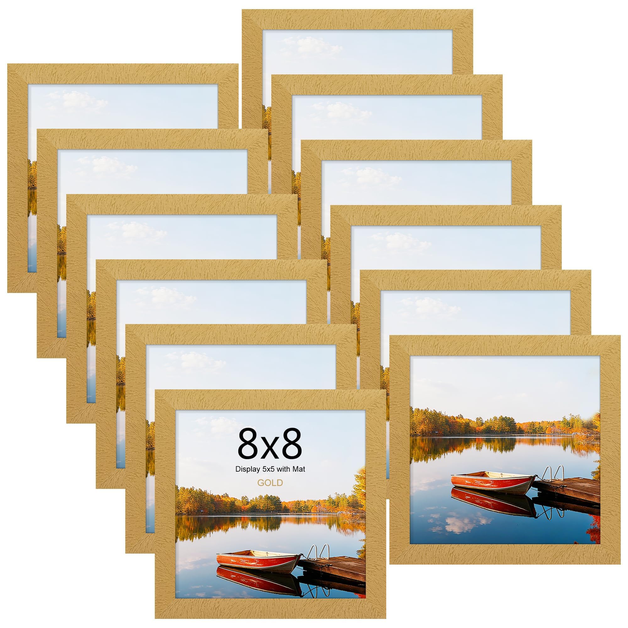 Picrit 8x10 Picture Frame Set of 12, Display 5x7 with Mat or 8x10 without Mat, Photo Frames for Wall Mounting or Table Top Display, Black