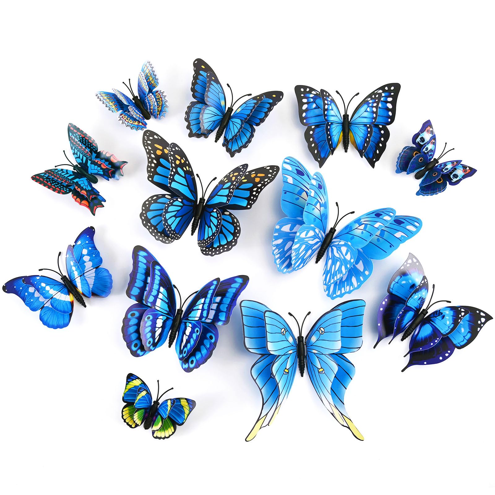 SAOROPEB 3D Butterfly Wall Decor, 24 Pcs Double Layer Butterfly Decorations for Party Decorations Locker Decor Refrigerator Decal, Reusable (Colorful)