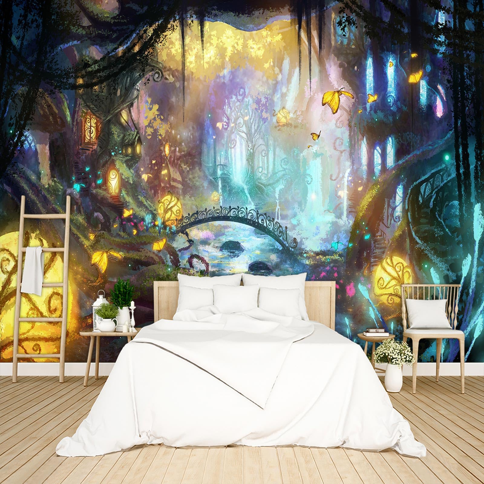 Tropical Rainforest Botanical Wallpaper Peel and Stick Wall Mural for Bedroom Living Room - 85"x118"
