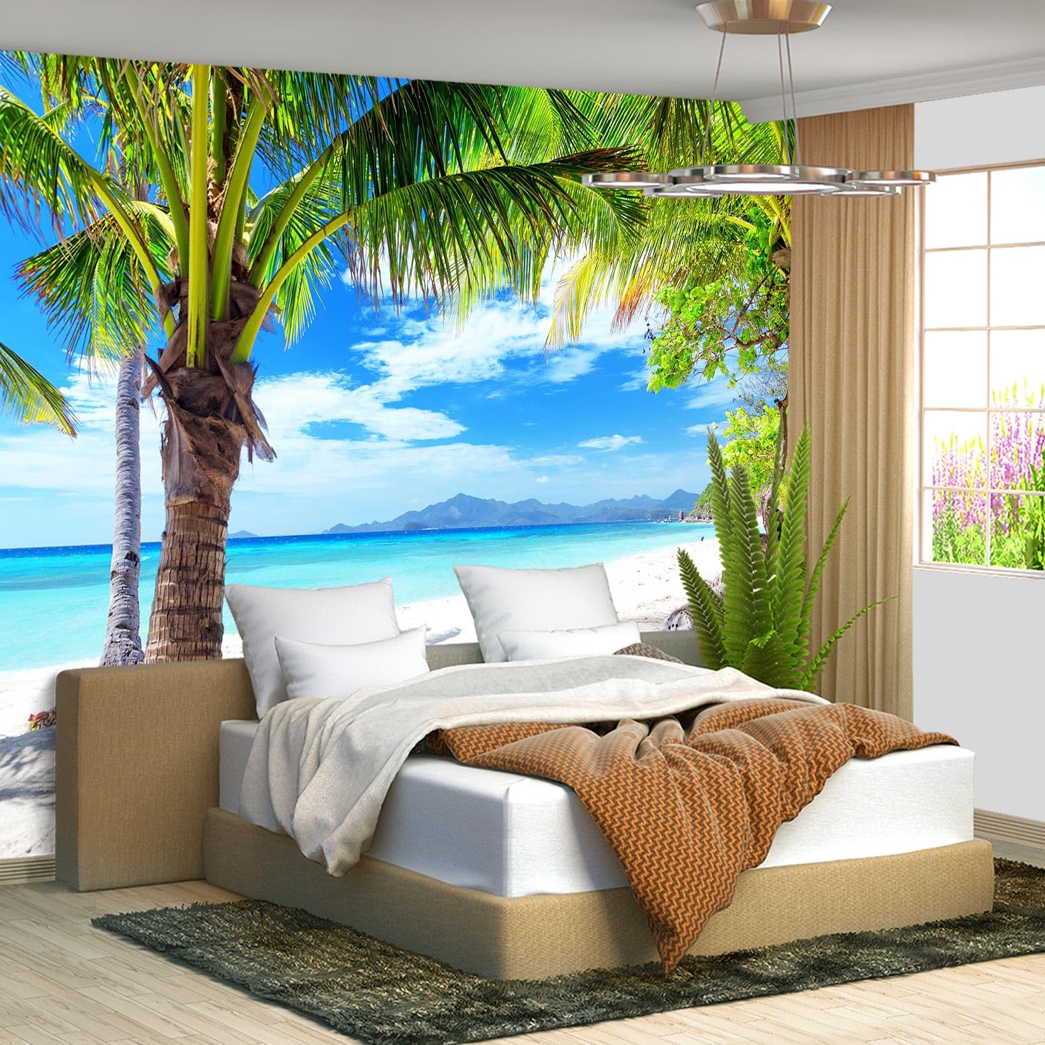 Brooklyn Bridge City View Mural Living Room couches Extra Large wall murals new york Cities Wallpaper Bedroom California Picture Landscape - 108"x75"（It's not Peel and Stick.）