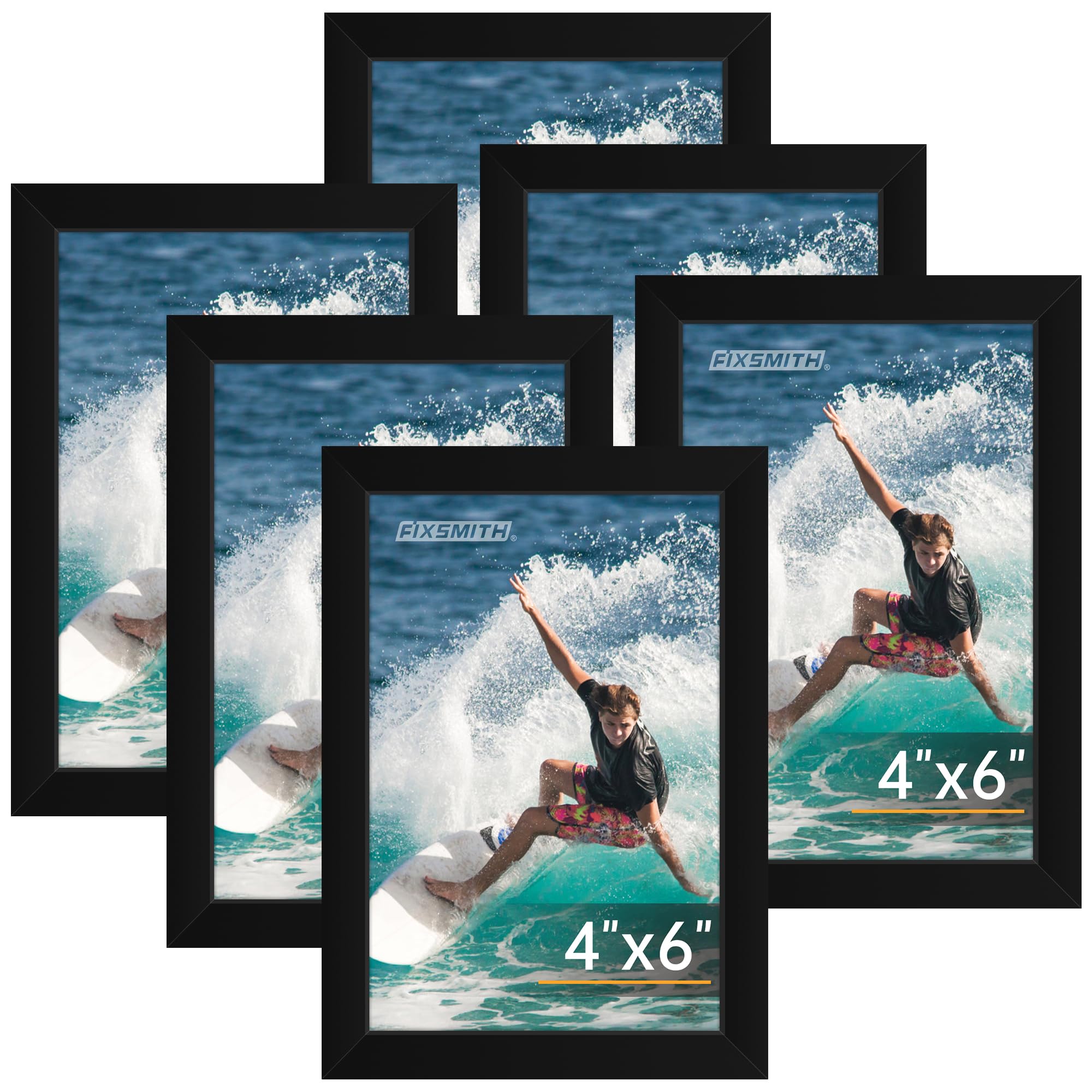 FIXSMITH 5x7 Picture Frame Set of 10, Photo Frame Bulk with HD Plexiglass, Display Pictures 4x6 with Mat or 5x7 Without Mat Multi Picture Frames Collage for Tabletop or Wall Display, Black