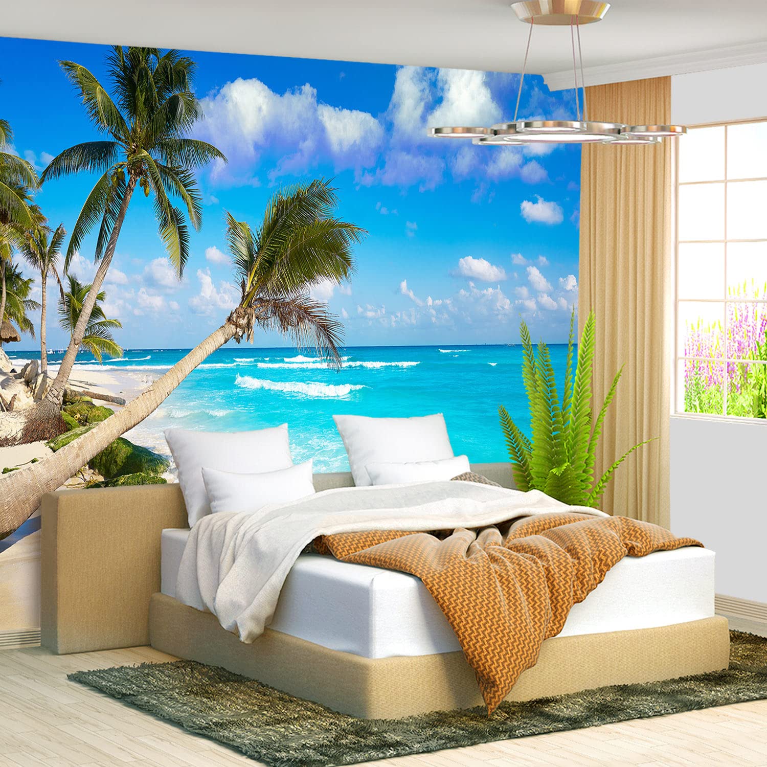 Brooklyn Bridge City View Mural Living Room couches Extra Large wall murals new york Cities Wallpaper Bedroom California Picture Landscape - 108"x75"（It's not Peel and Stick.）