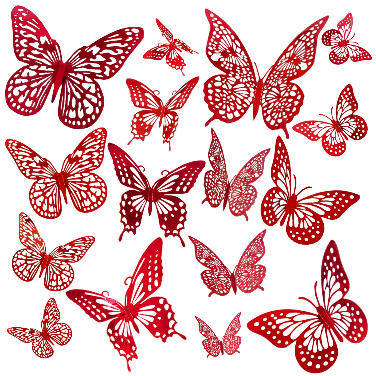 JOSDIOX 3D Butterfly Wall Decor Sticker -48 Pcs, 4 Styles, 3 Sizes Gold Butterflies Decoration for Party, Birthday & Wedding Celebrations, Cake Decorating, Balloons, Removable Stickers.