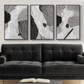 Large Framed Boho Modern Neutral Abstract Wall Art for Living Room, 3 Piece Black and White Canvas Prints Paintings Artwork for Walls, Geometric Pictures for Office Bedroom Dining Room Decor, 24x36 In